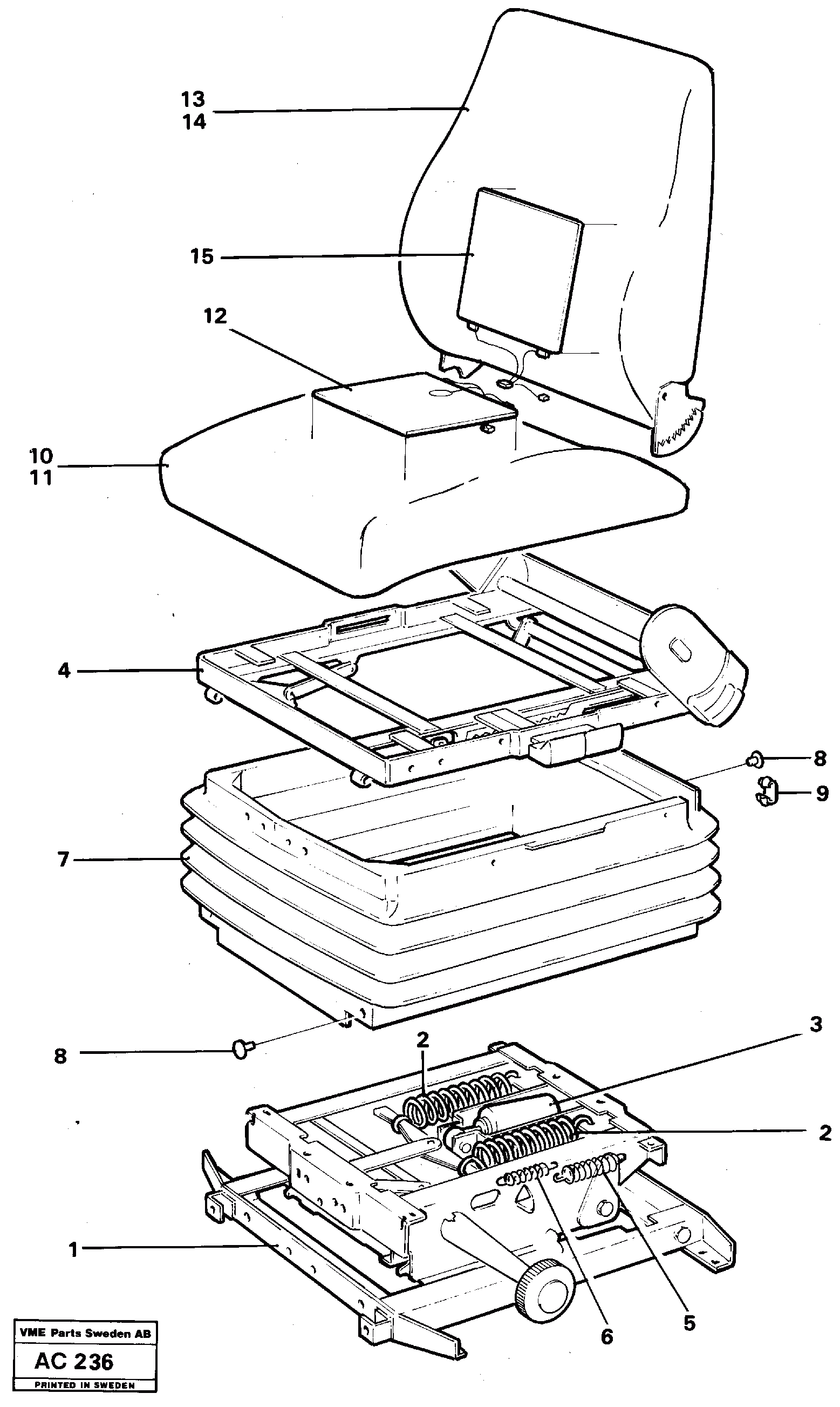 Схема запчастей Volvo L70 - 3369 Operators seat L70 L70 S/N 7401- / 60501- USA