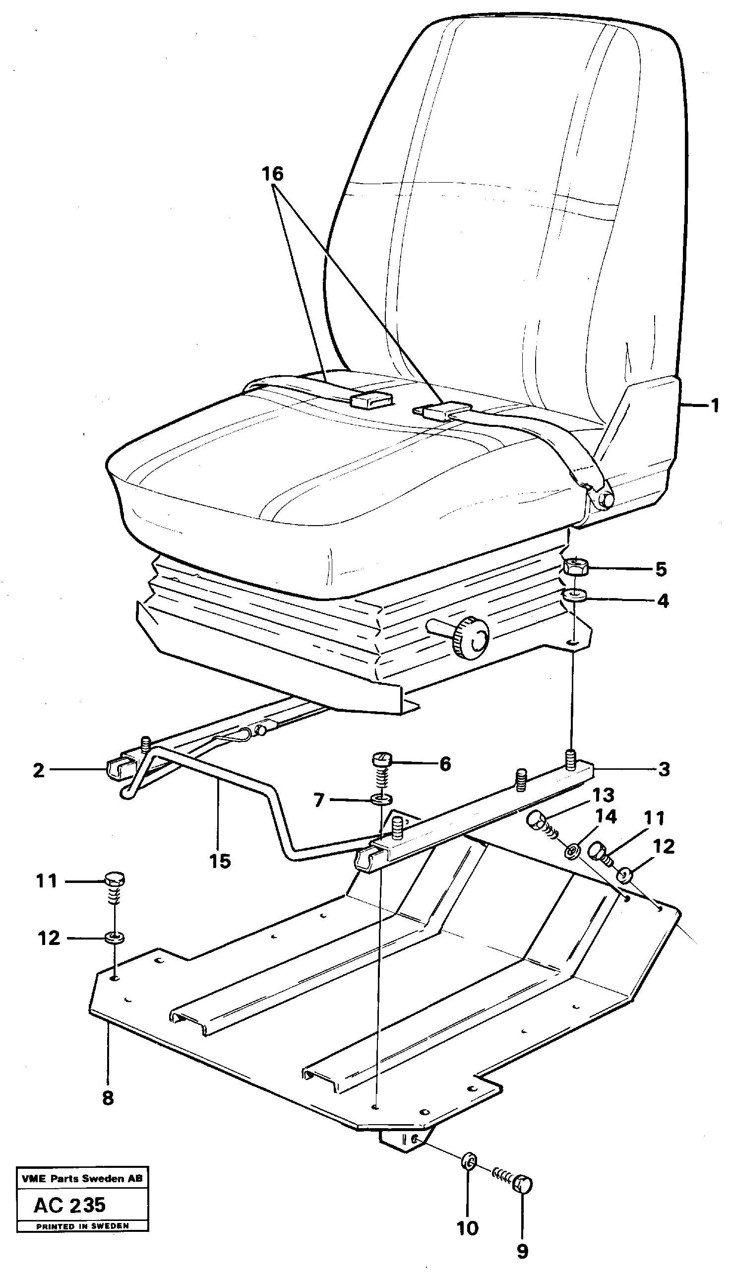 Схема запчастей Volvo L70 - 41219 Operator seat with fitting parts L70 L70 S/N 7401- / 60501- USA