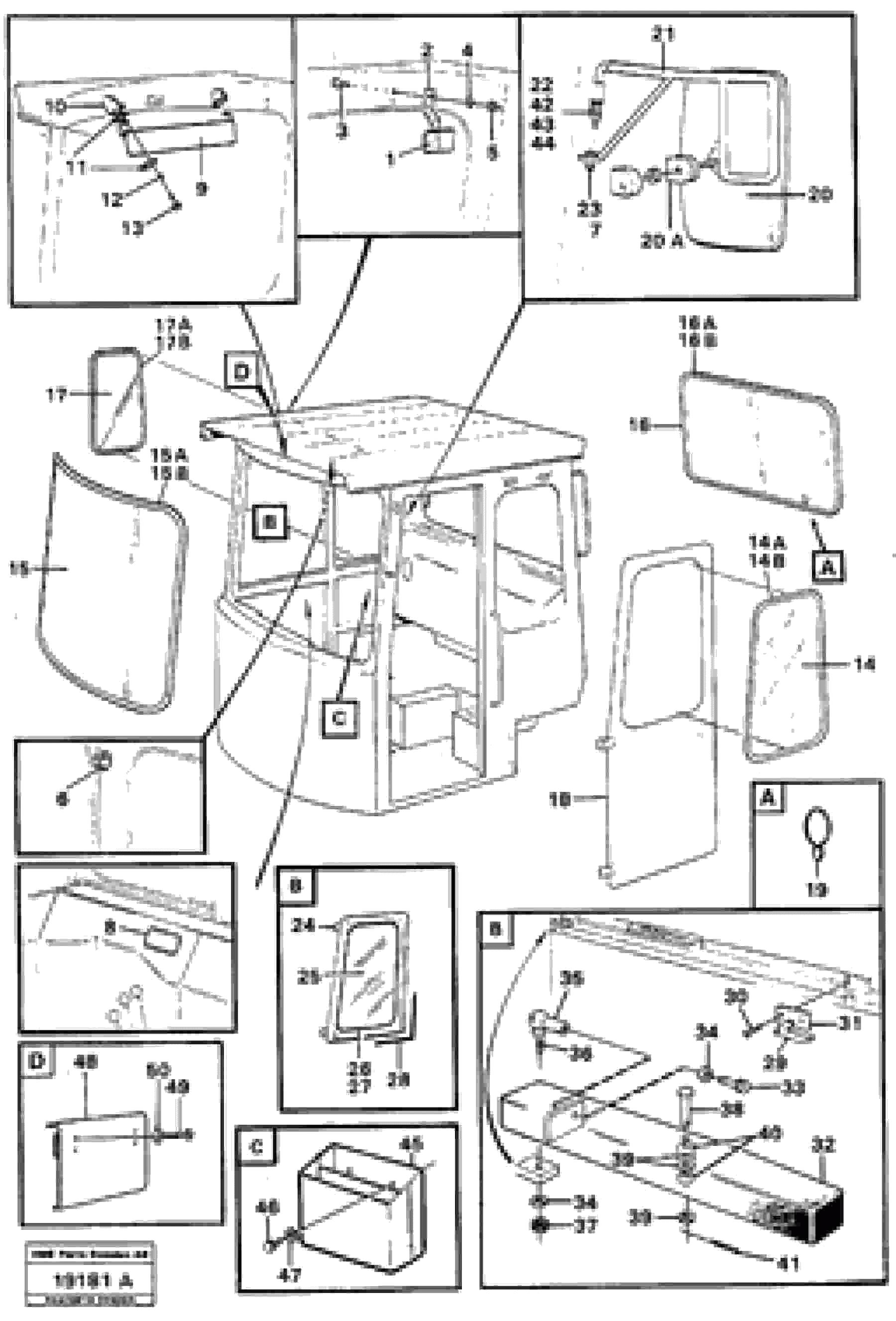 Схема запчастей Volvo L70 - 97105 Glass panes and interior components L70 L70 S/N -7400/ -60500 USA