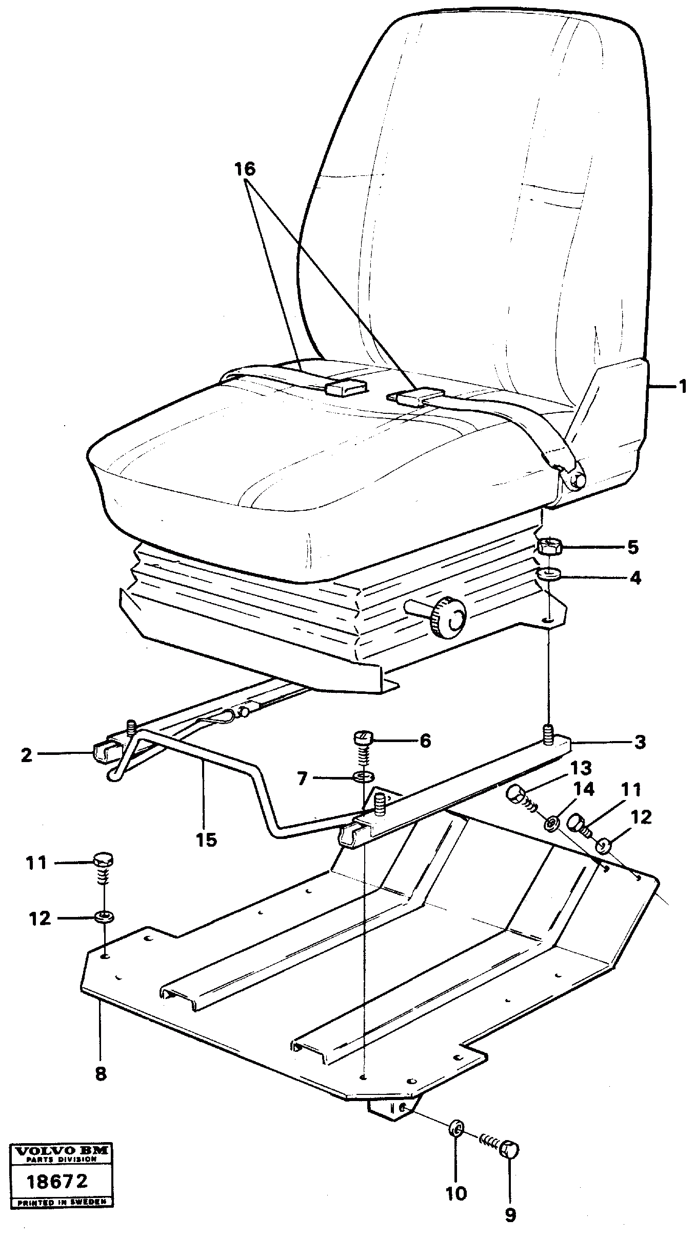 Схема запчастей Volvo L70 - 36631 Operator seat with fitting parts L70 L70 S/N -7400/ -60500 USA