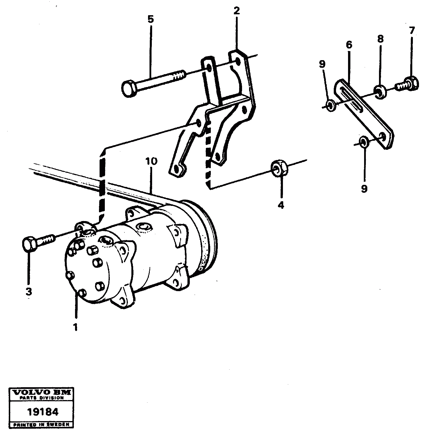 Схема запчастей Volvo L70 - 10146 Air compressor with fitting parts L70 L70 S/N -7400/ -60500 USA