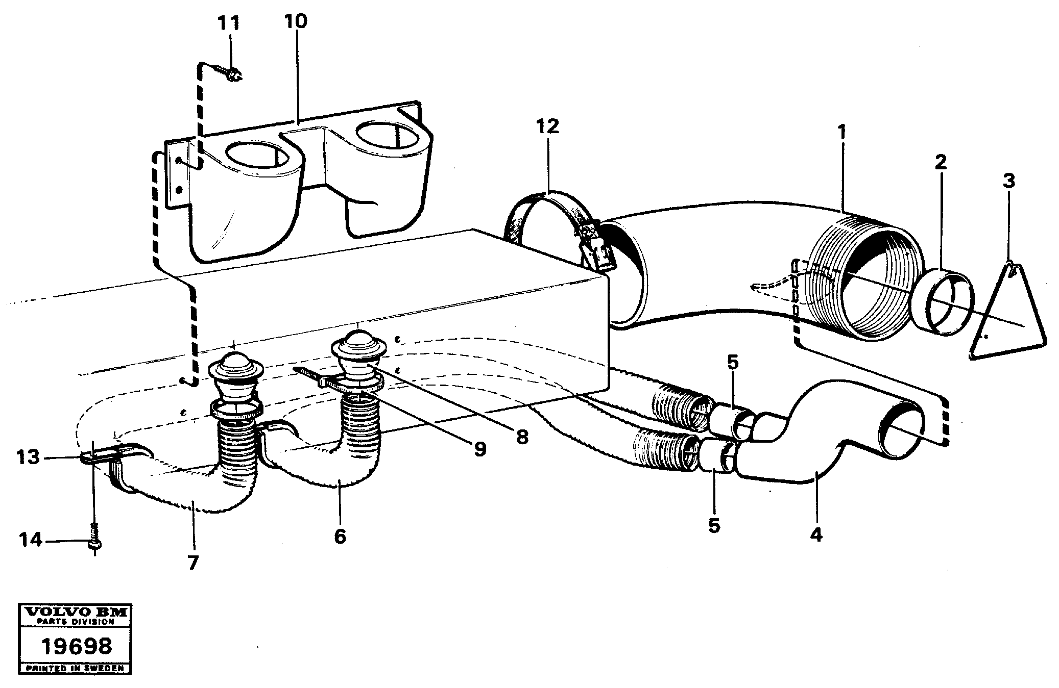 Схема запчастей Volvo L70 - 20607 Auxiliary fresh air outlet L70 L70 S/N -7400/ -60500 USA