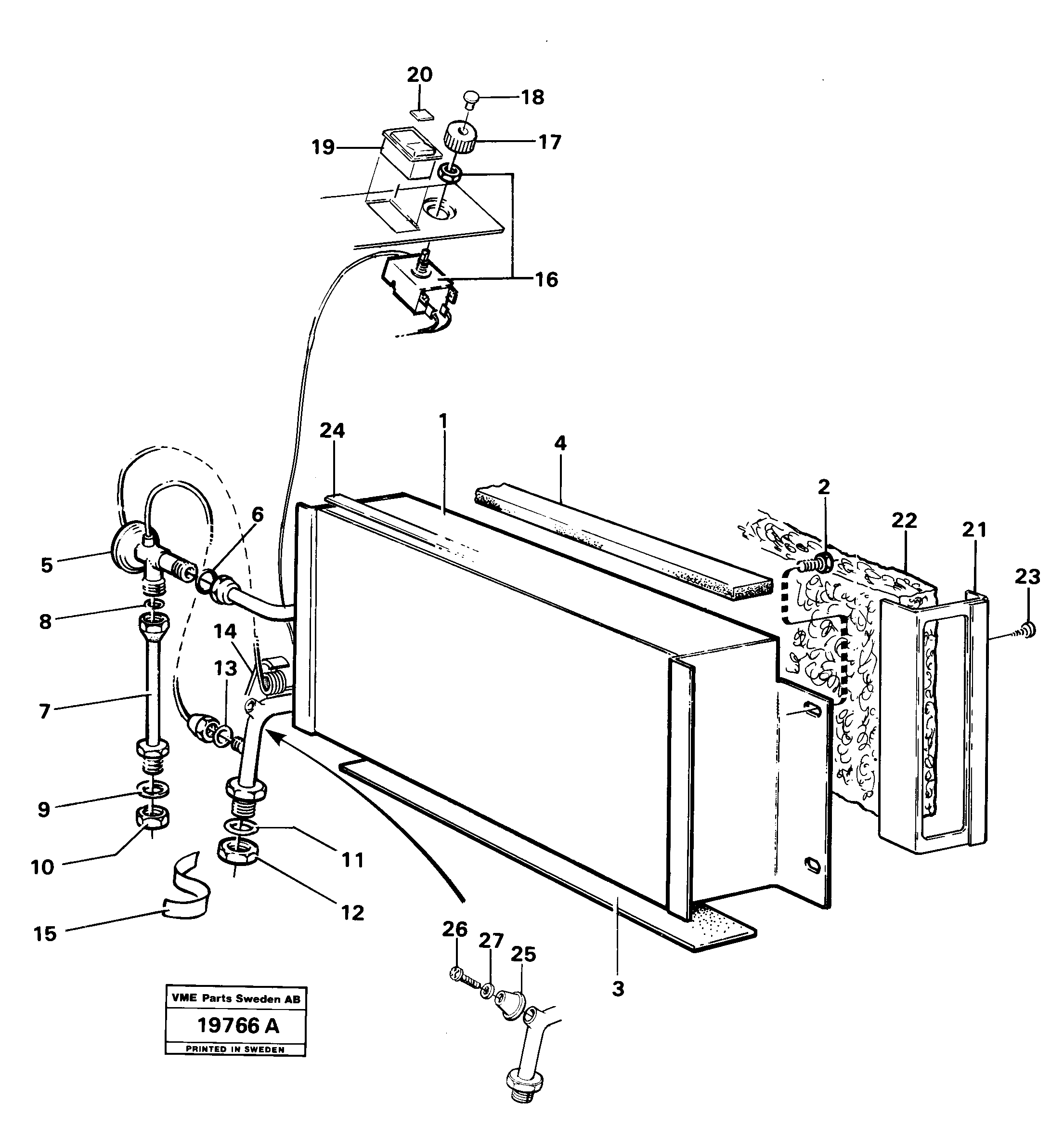 Схема запчастей Volvo L70 - 37492 Evaporator with fitting parts L70 L70 S/N -7400/ -60500 USA