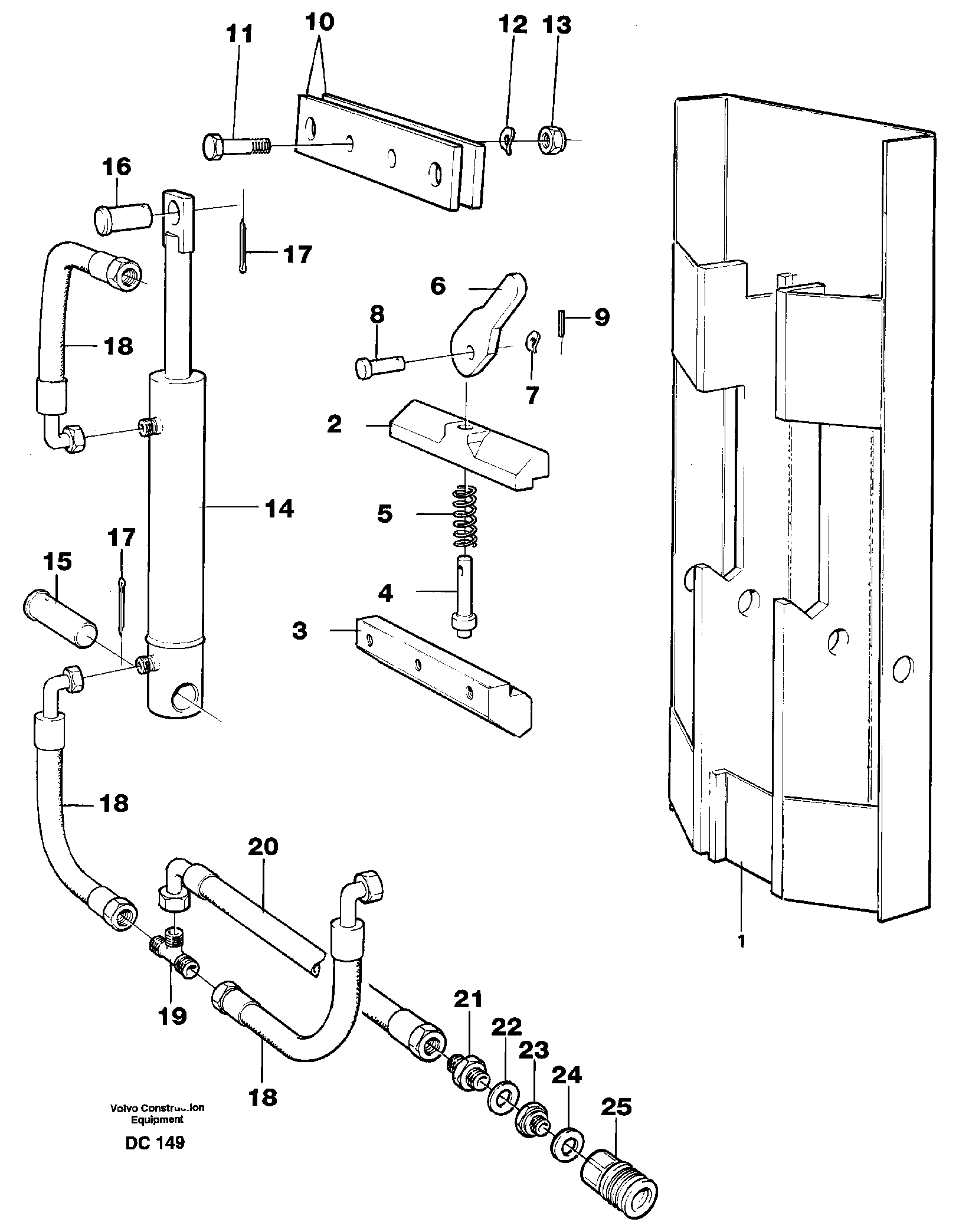 Схема запчастей Volvo L70 - 27274 Fork frame ATTACHMENTS ATTACHMENTS WHEEL LOADERS GEN. - C