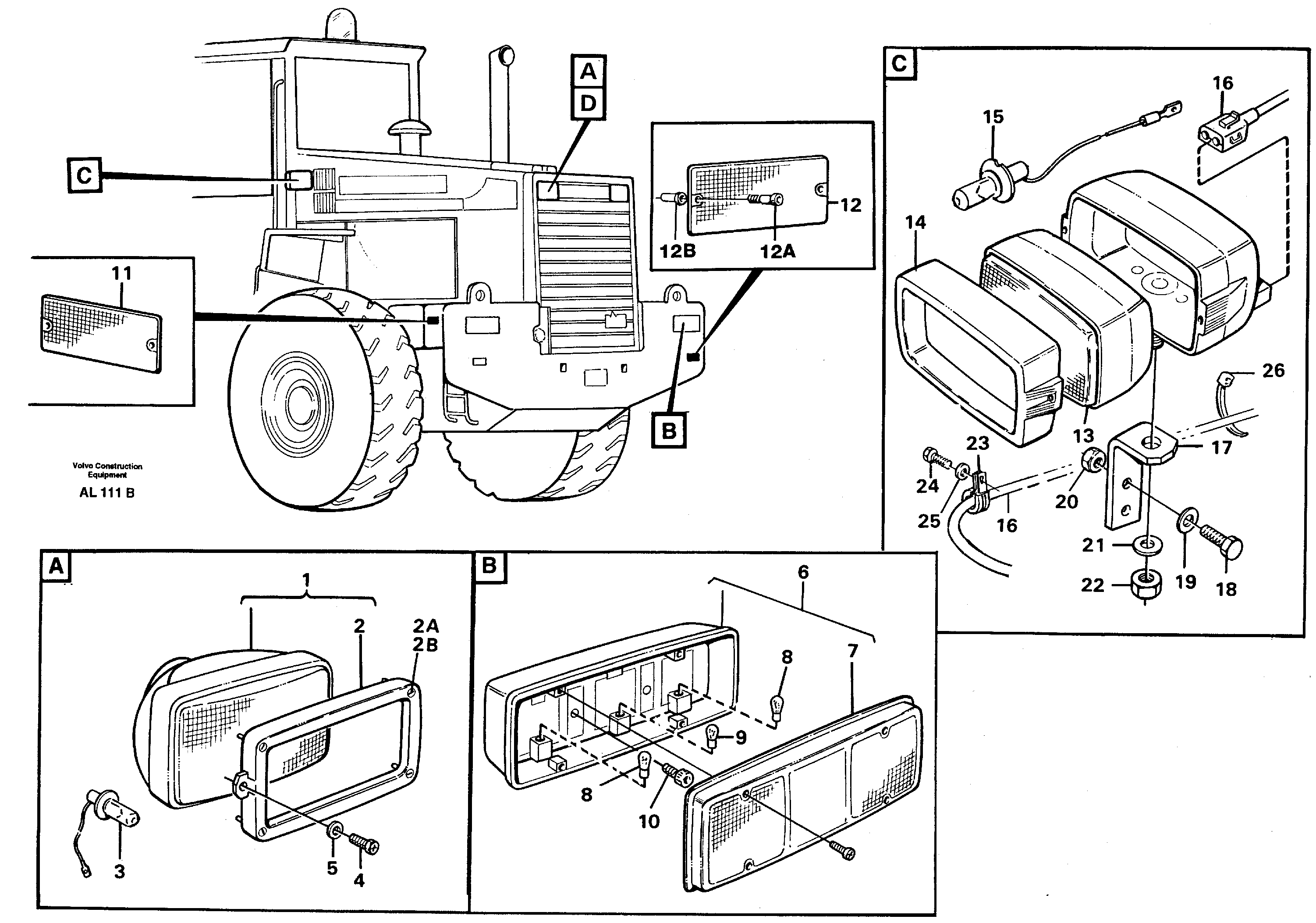 Схема запчастей Volvo L70B - 26318 Lighting, rear L70B/L70C VOLVO BM VOLVO BM L70B/L70C SER NO - 13115