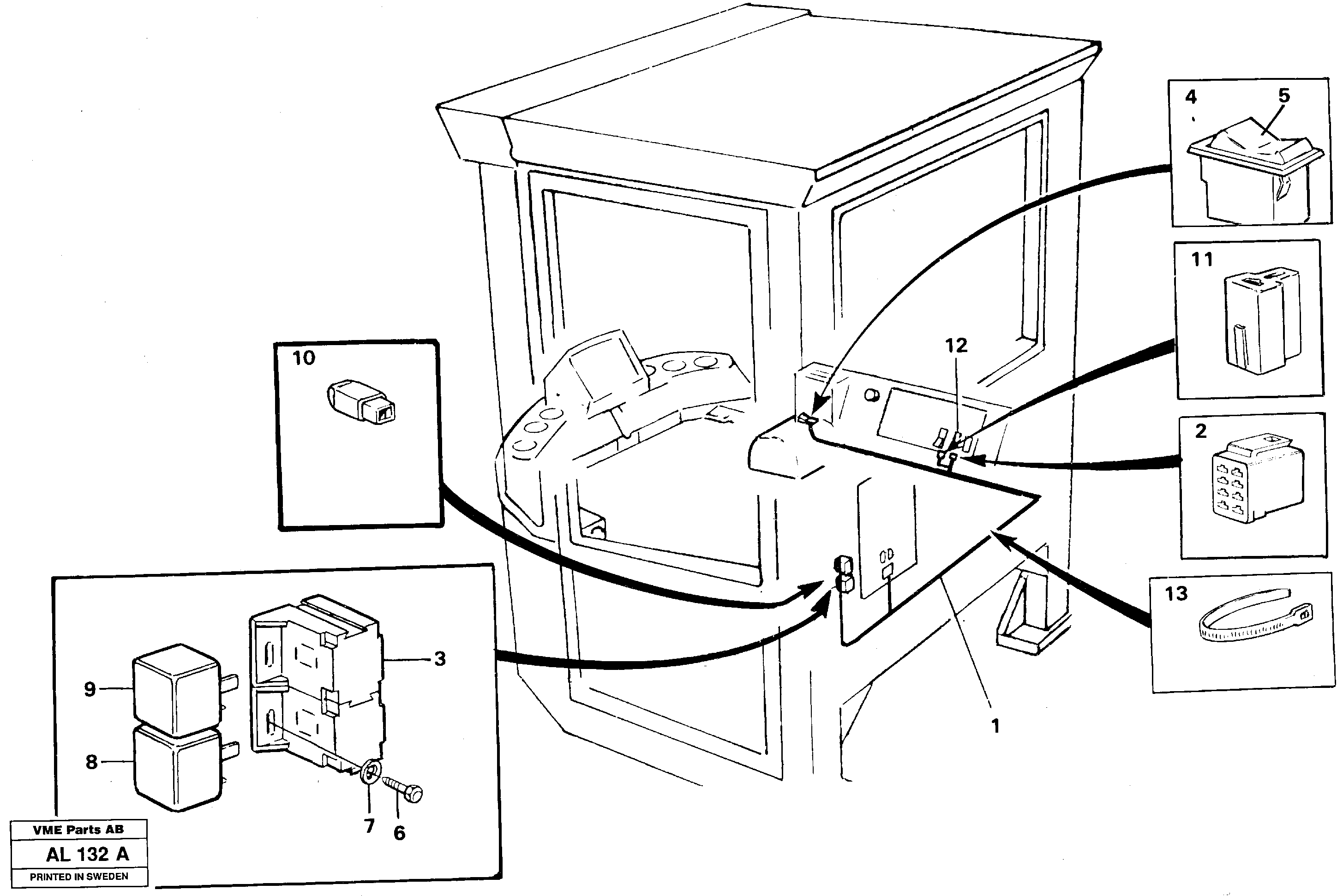 Схема запчастей Volvo L70B - 29706 Electrical system: Forward/reverse switch L70B/L70C VOLVO BM VOLVO BM L70B/L70C SER NO - 13115