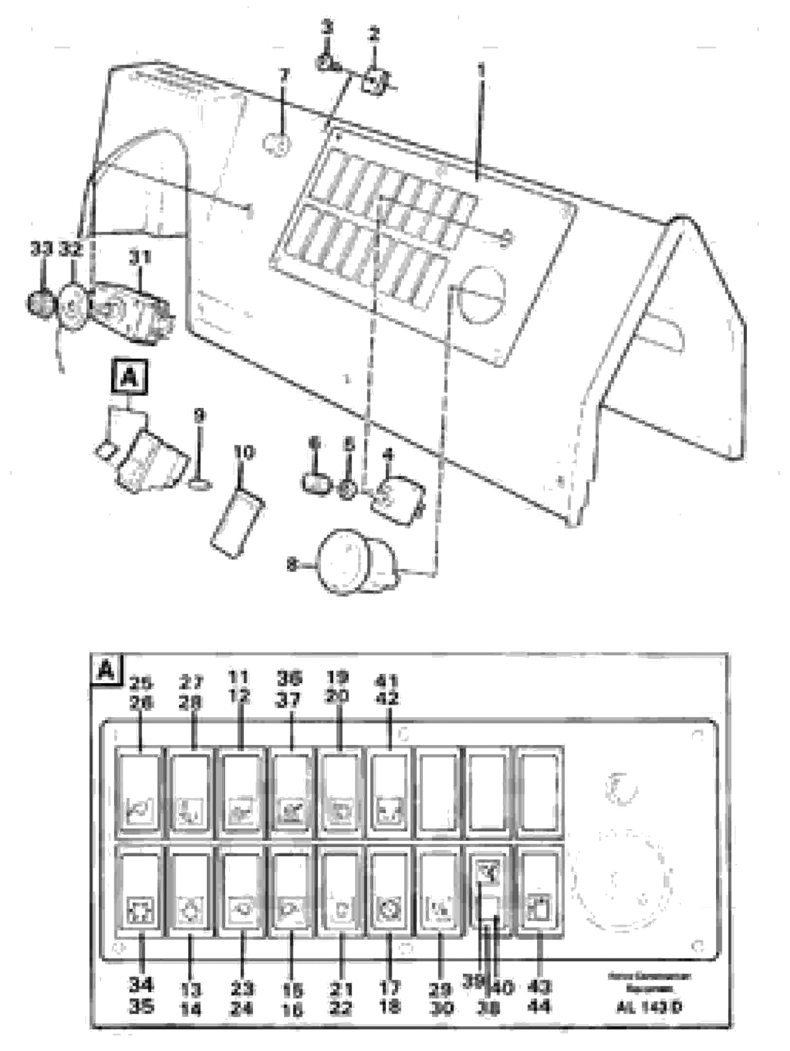 Схема запчастей Volvo L70B - 61150 Switch panel L70B/L70C VOLVO BM VOLVO BM L70B/L70C SER NO - 13115