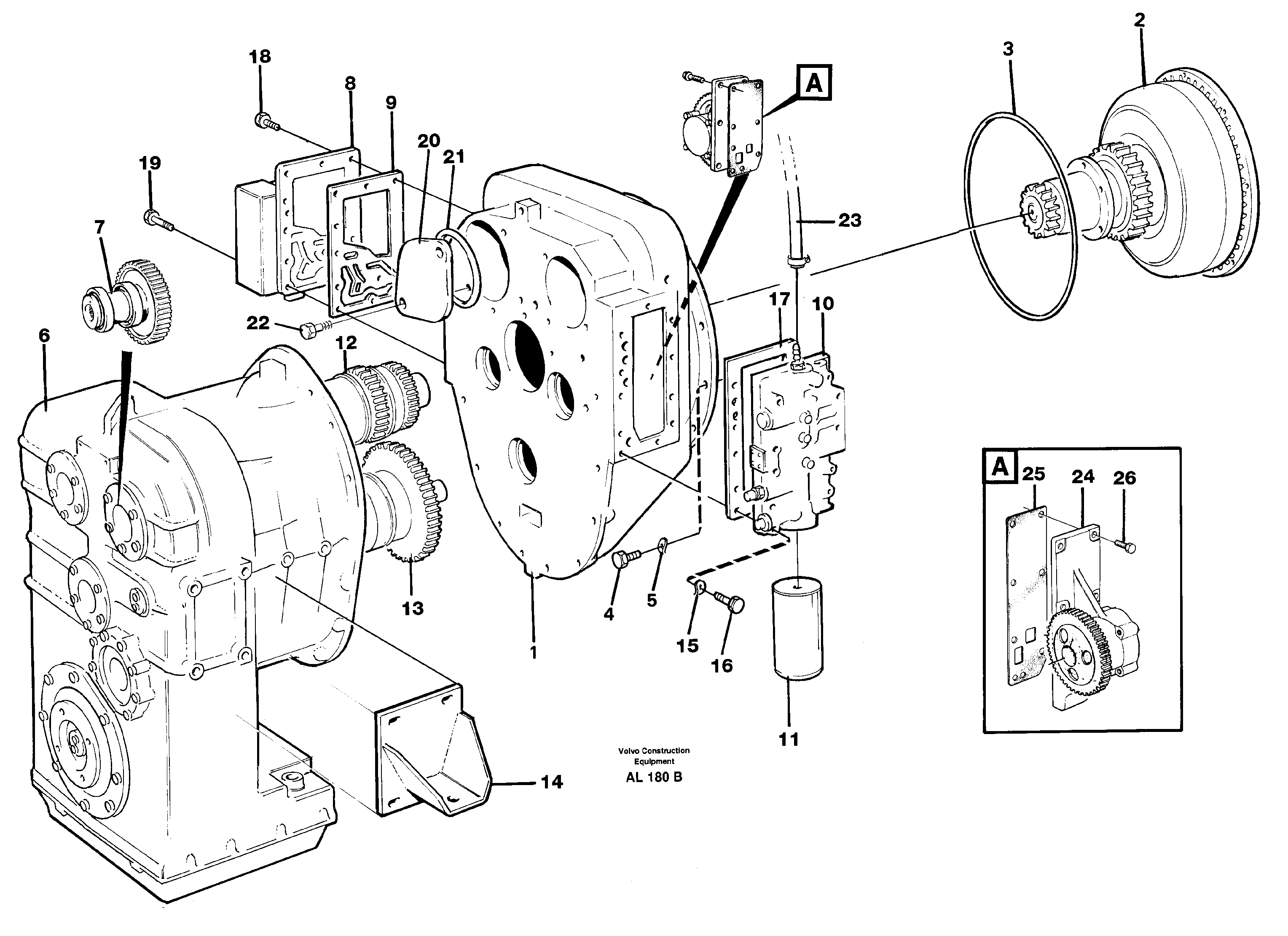 Схема запчастей Volvo L70B - 13725 Hydraulic transmission with fitting parts L70B/L70C VOLVO BM VOLVO BM L70B/L70C SER NO - 13115