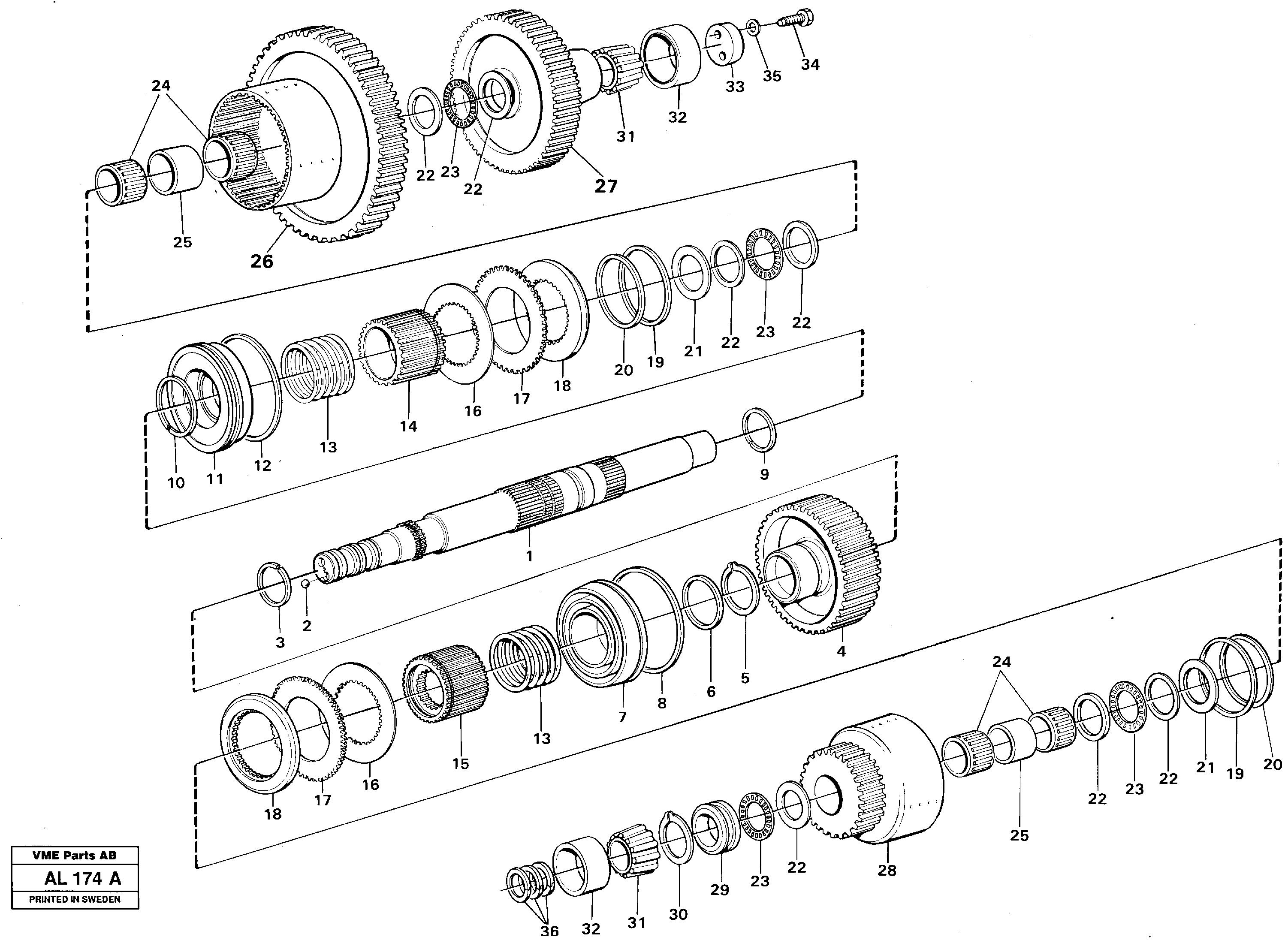 Схема запчастей Volvo L70B - 21096 Hydraulic clutch rear/4:th speeds L70B/L70C VOLVO BM VOLVO BM L70B/L70C SER NO - 13115