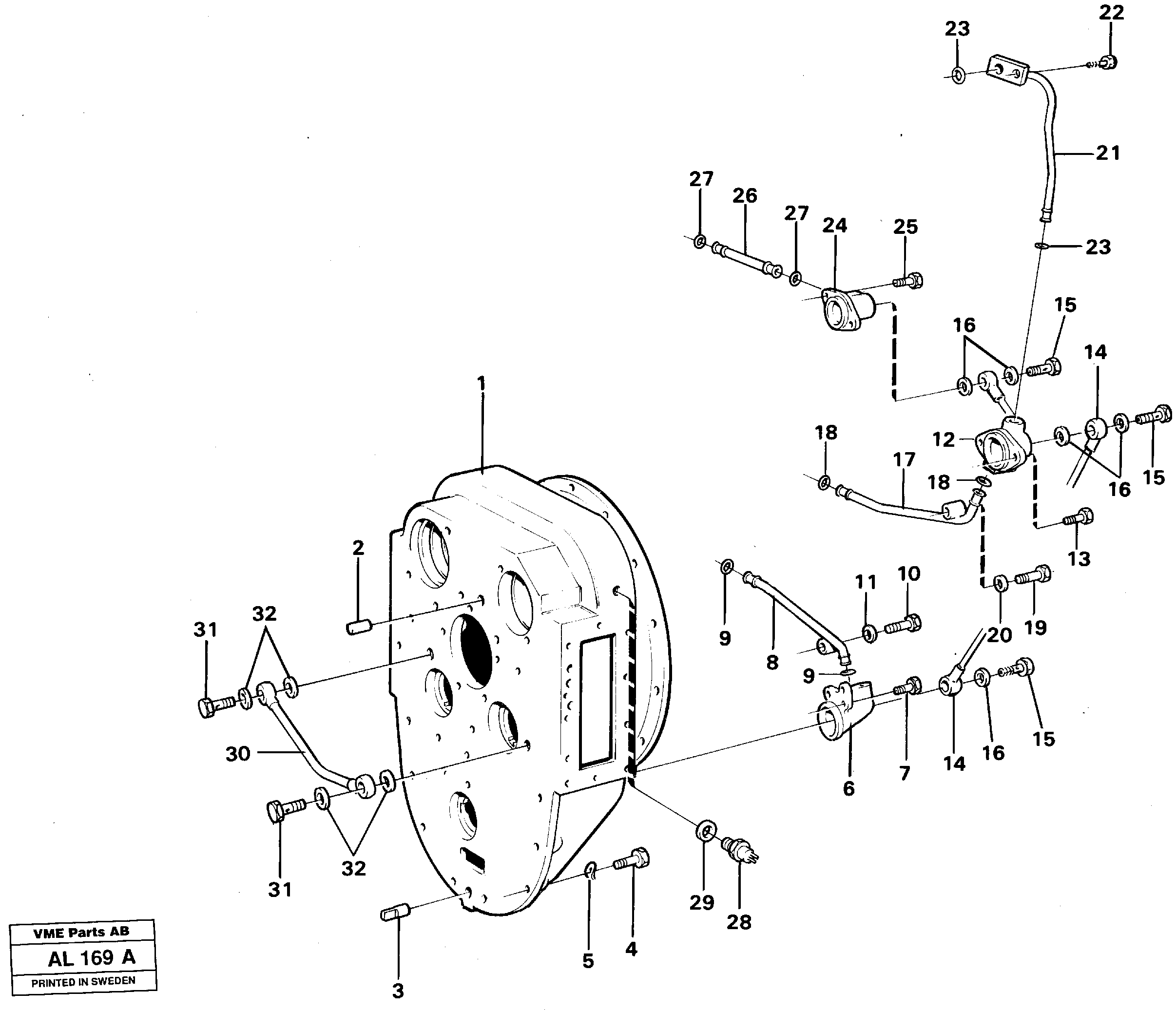 Схема запчастей Volvo L70B - 40555 Converter housing with fitting parts L70B/L70C VOLVO BM VOLVO BM L70B/L70C SER NO - 13115