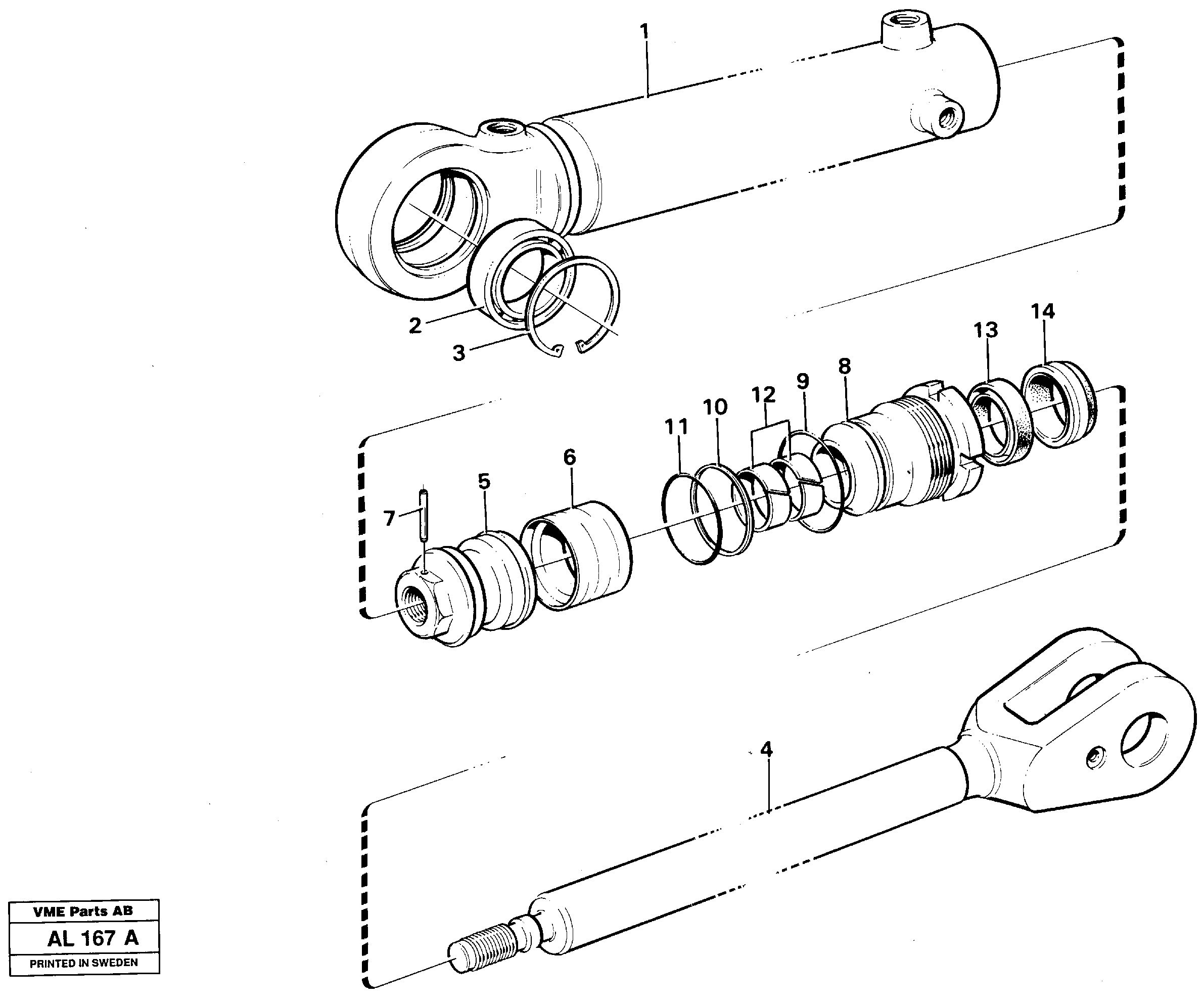 Схема запчастей Volvo L70B - 28044 Гидроцилиндр L70B/L70C VOLVO BM VOLVO BM L70B/L70C SER NO - 13115