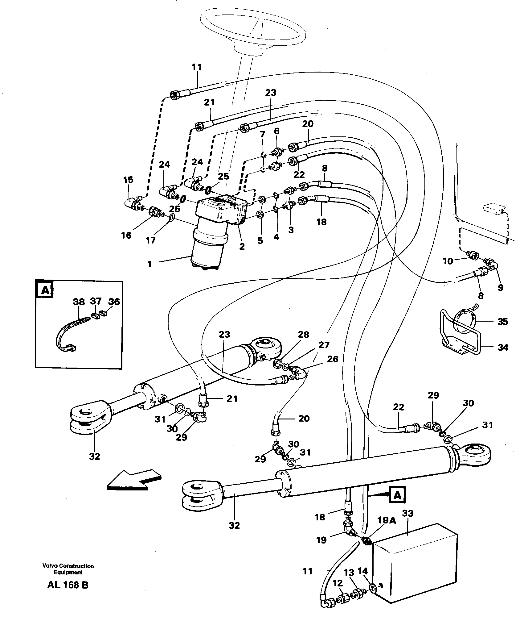 Схема запчастей Volvo L70B - 40148 Рулевая система L70B/L70C VOLVO BM VOLVO BM L70B/L70C SER NO - 13115