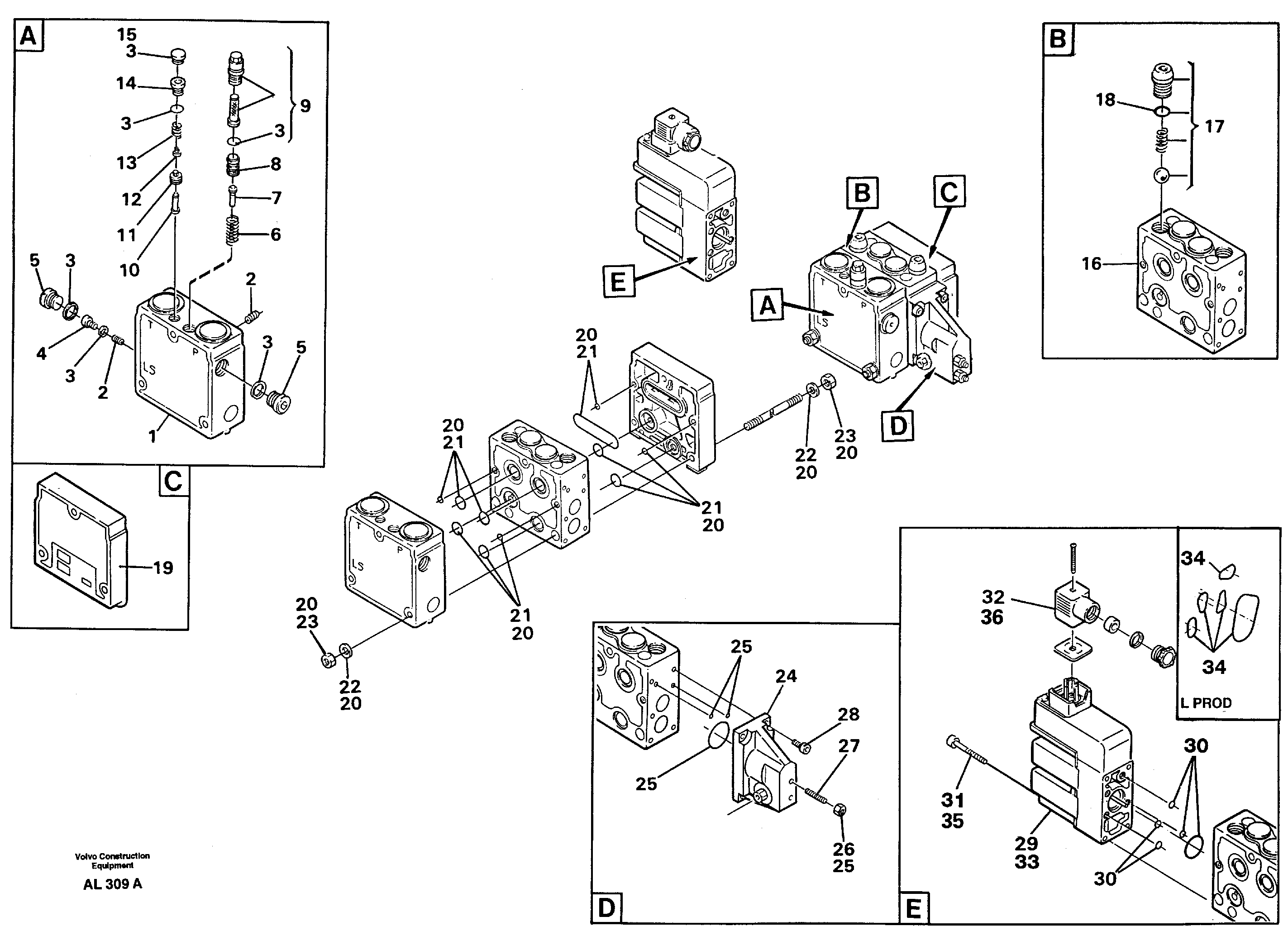 Схема запчастей Volvo L70B - 103182 Valve, circuit body and return valve L70B/L70C VOLVO BM VOLVO BM L70B/L70C SER NO - 13115