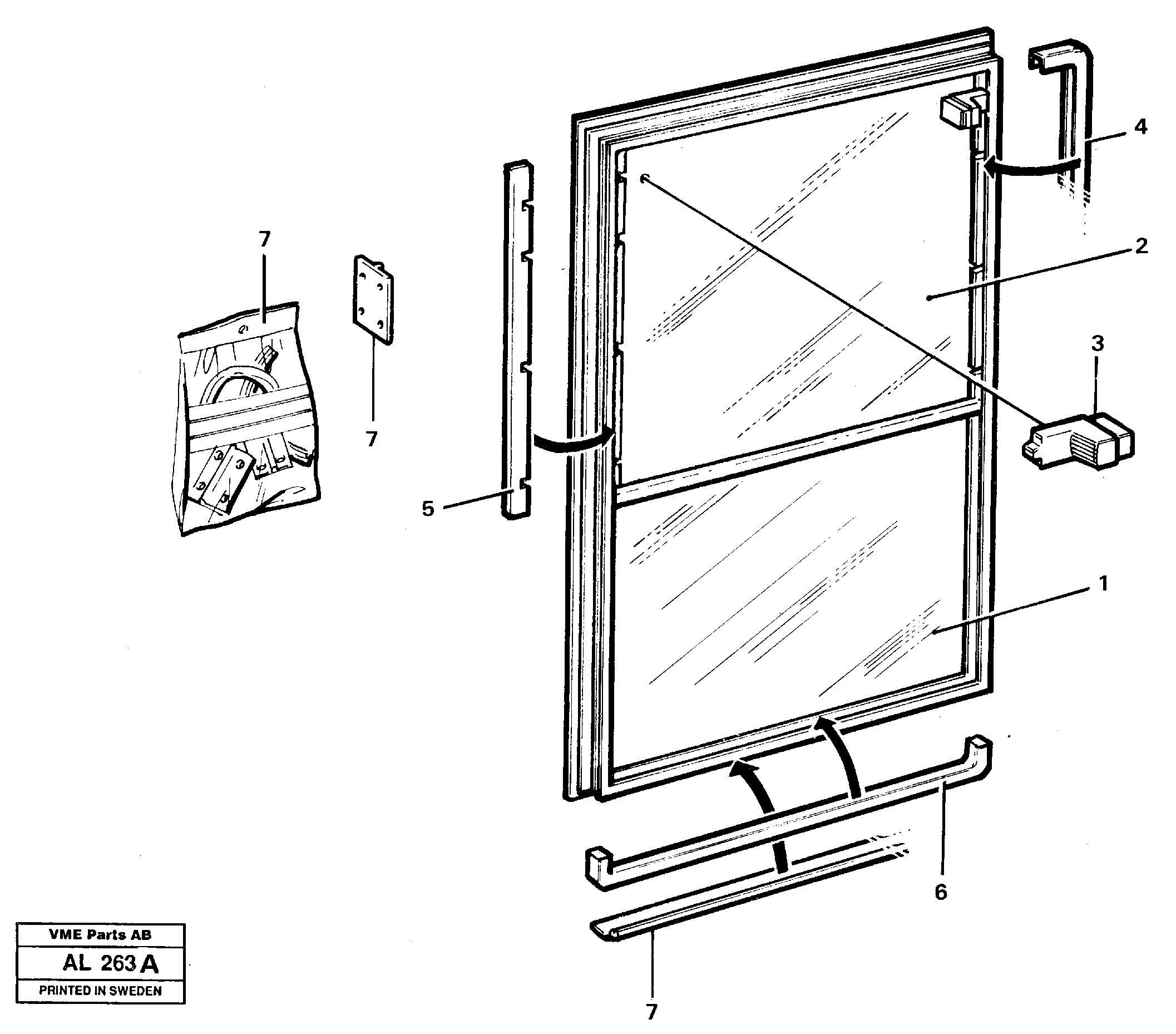 Схема запчастей Volvo L70B - 12993 Sliding window L70B/L70C VOLVO BM VOLVO BM L70B/L70C SER NO - 13115