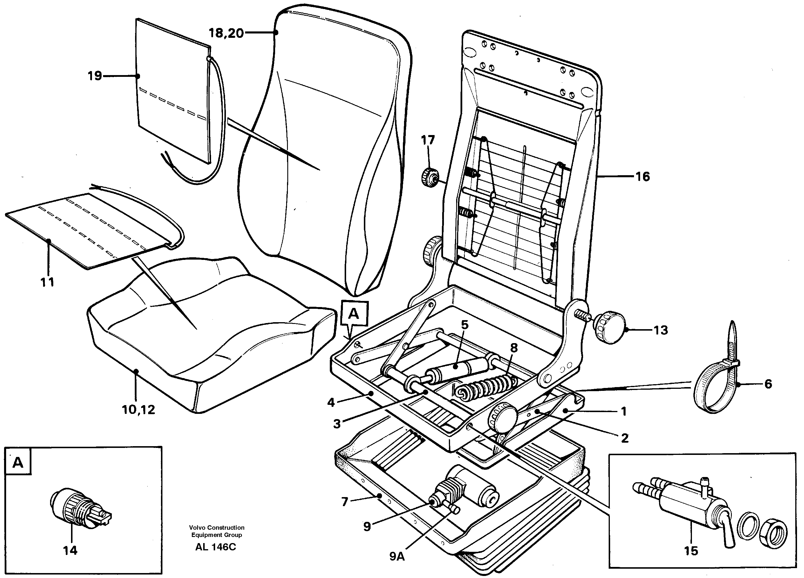 Схема запчастей Volvo L70B - 14008 Operators seat Be-ge L70B/L70C VOLVO BM VOLVO BM L70B/L70C SER NO - 13115