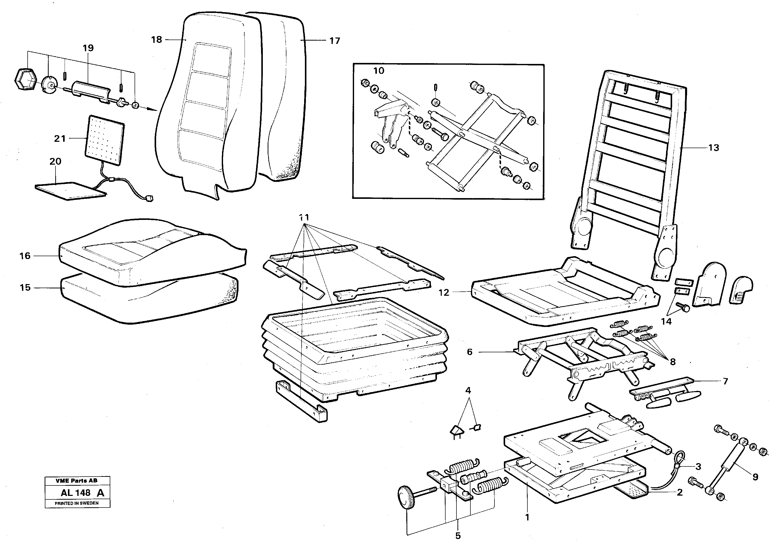 Схема запчастей Volvo L70B - 19831 Operators seat, Kab L70B/L70C VOLVO BM VOLVO BM L70B/L70C SER NO - 13115