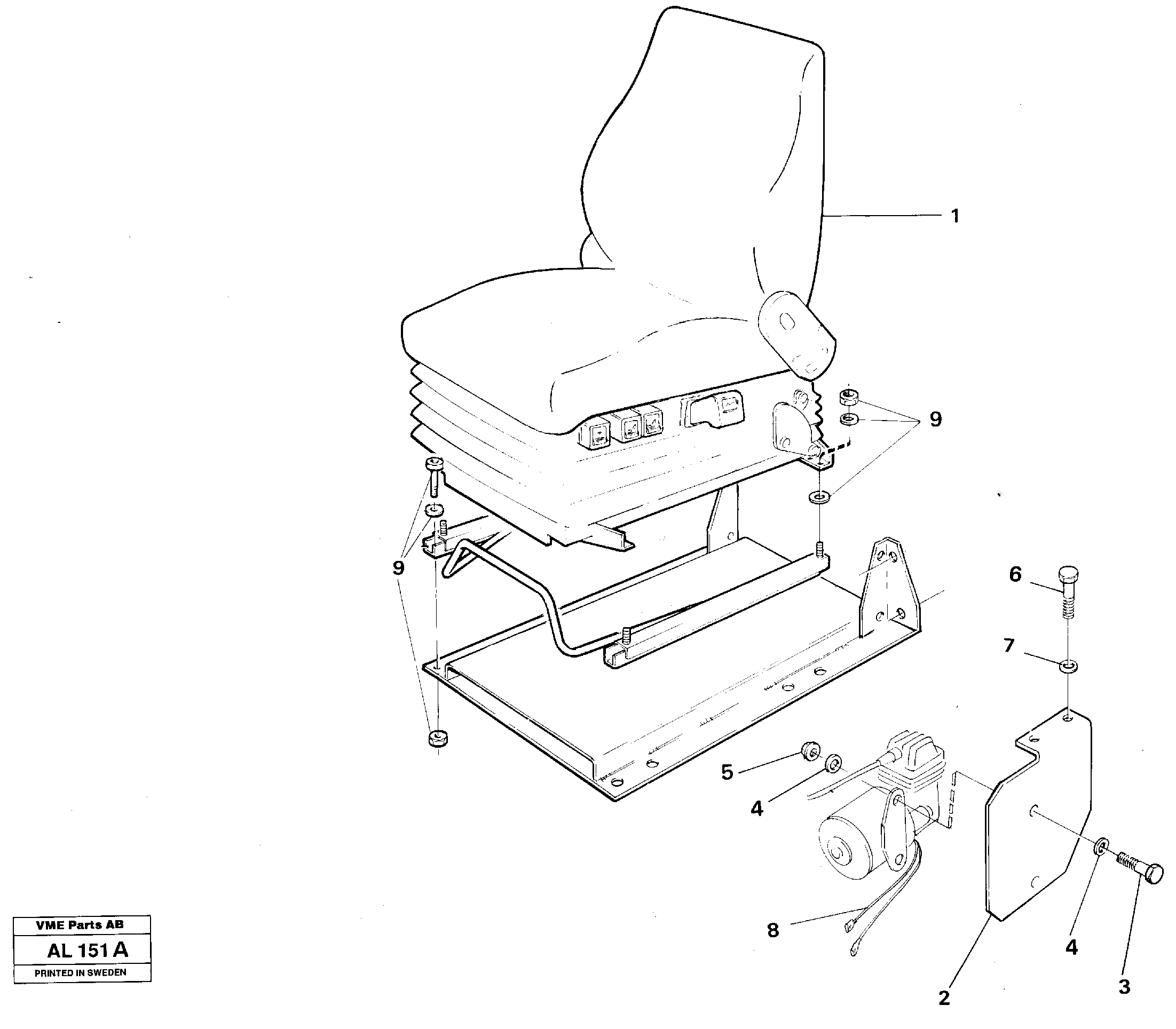 Схема запчастей Volvo L70B - 23852 Drivers seat, air suspensioned Isri L70B/L70C VOLVO BM VOLVO BM L70B/L70C SER NO - 13115