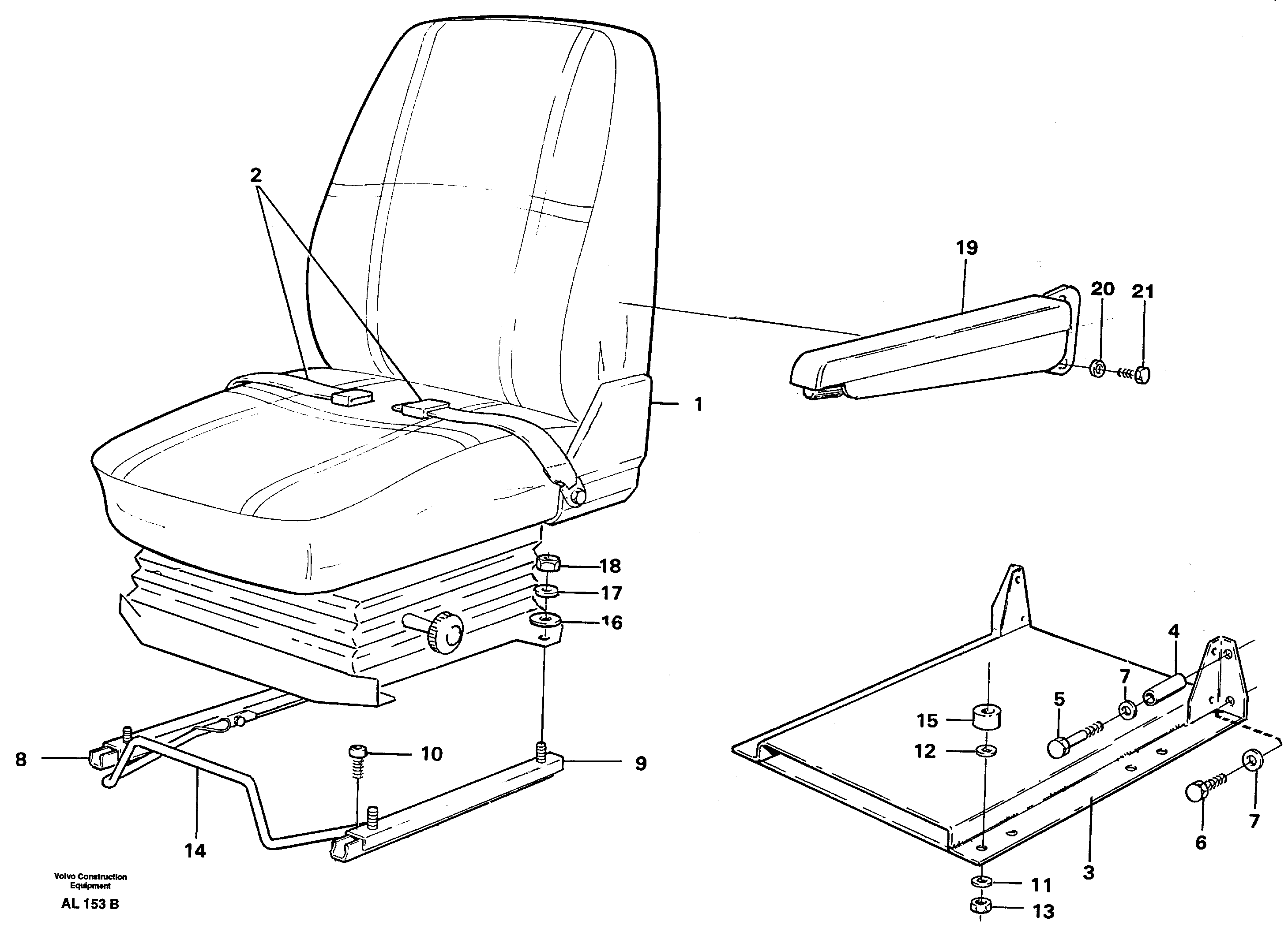 Схема запчастей Volvo L70B - 60759 Operator seat Assembly L70B/L70C VOLVO BM VOLVO BM L70B/L70C SER NO - 13115