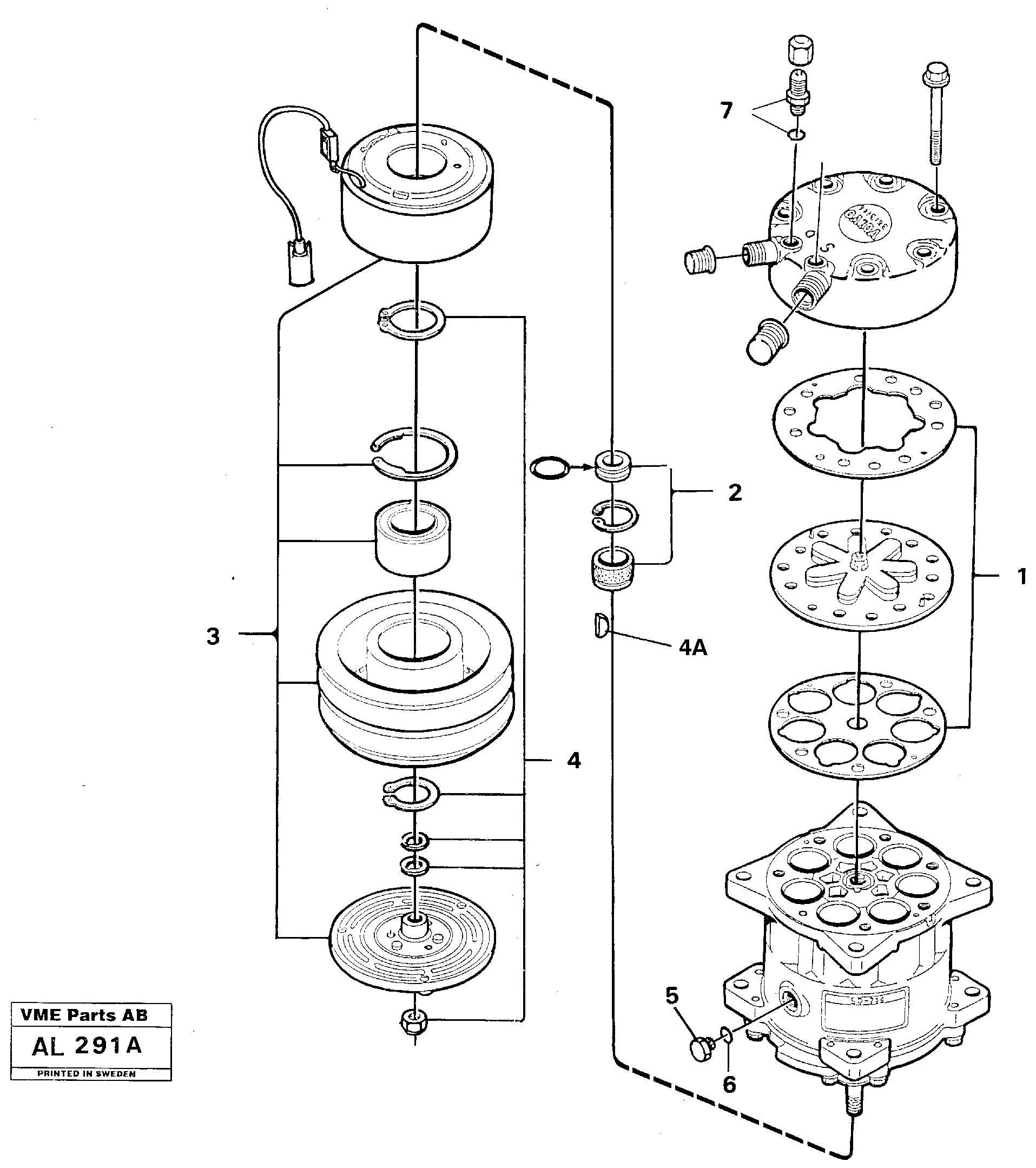 Схема запчастей Volvo L70B - 19840 Air compressor L70B/L70C VOLVO BM VOLVO BM L70B/L70C SER NO - 13115