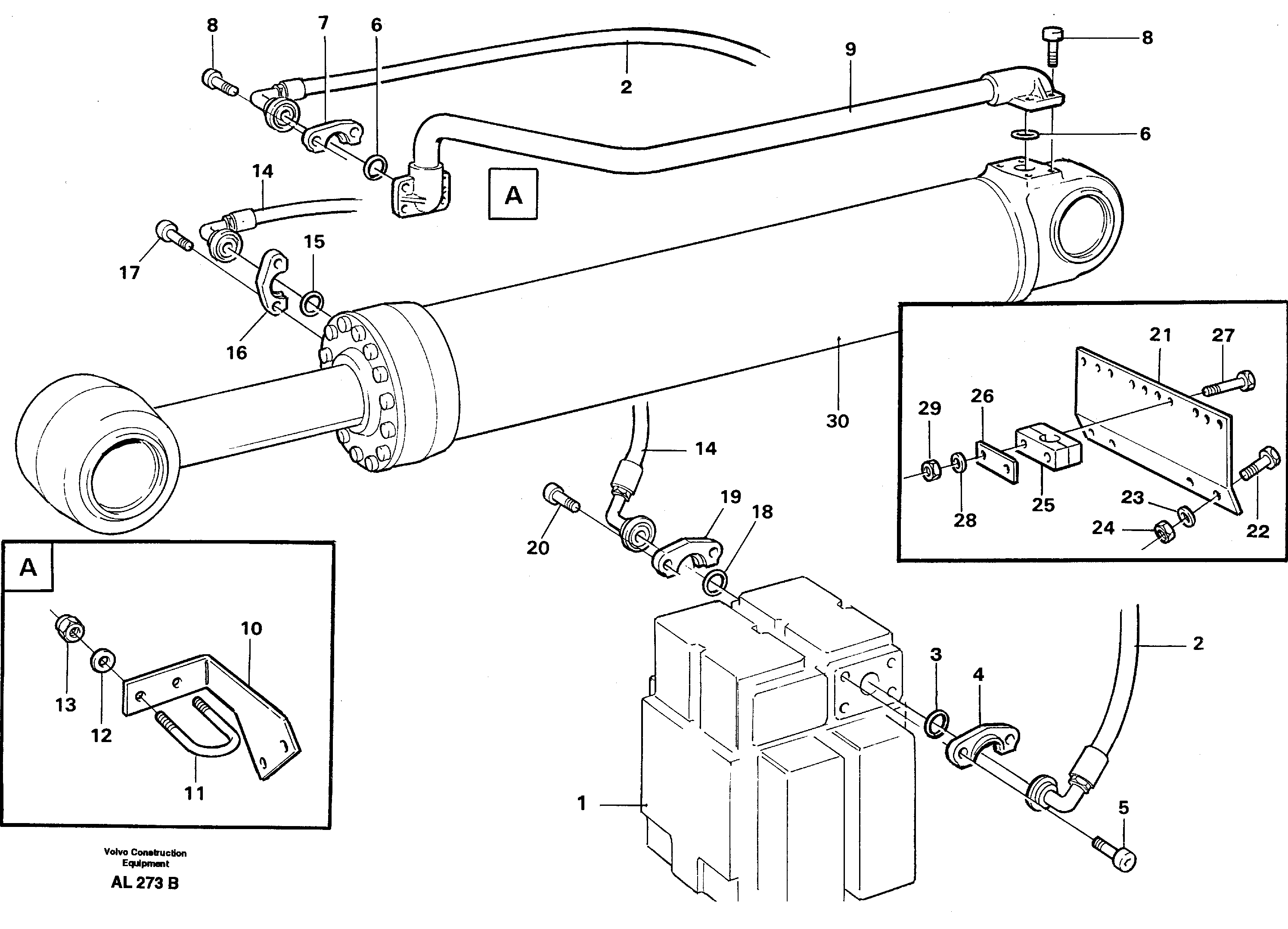 Схема запчастей Volvo L70B - 51971 Hydraulic system: Tilt L70B/L70C VOLVO BM VOLVO BM L70B/L70C SER NO - 13115