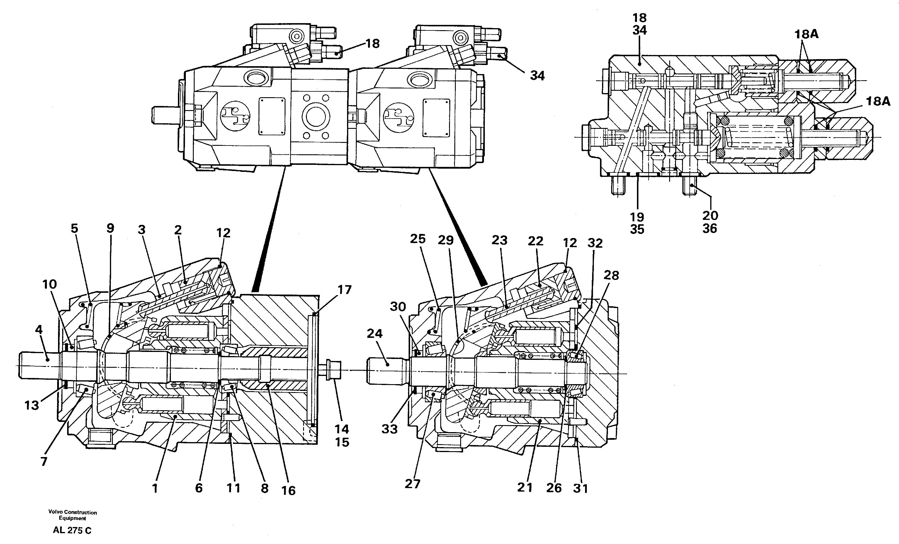 Схема запчастей Volvo L70B - 103380 Гидронасос (основной насос) L70B/L70C VOLVO BM VOLVO BM L70B/L70C SER NO - 13115