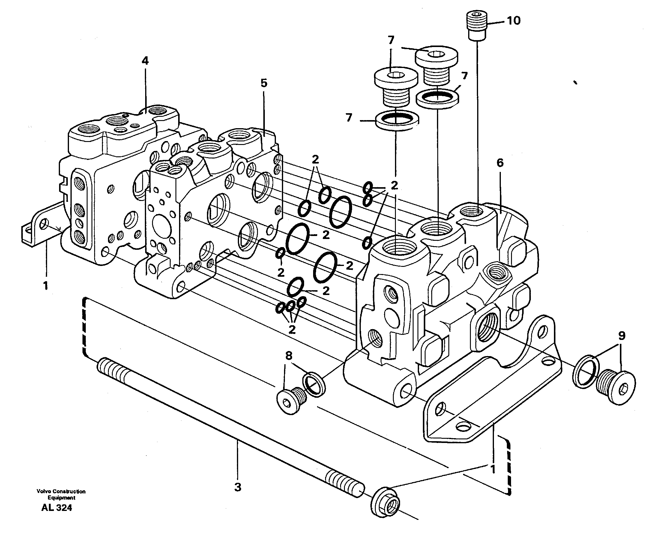 Схема запчастей Volvo L70B - 13387 Valve section with assembly parts L70B/L70C VOLVO BM VOLVO BM L70B/L70C SER NO - 13115