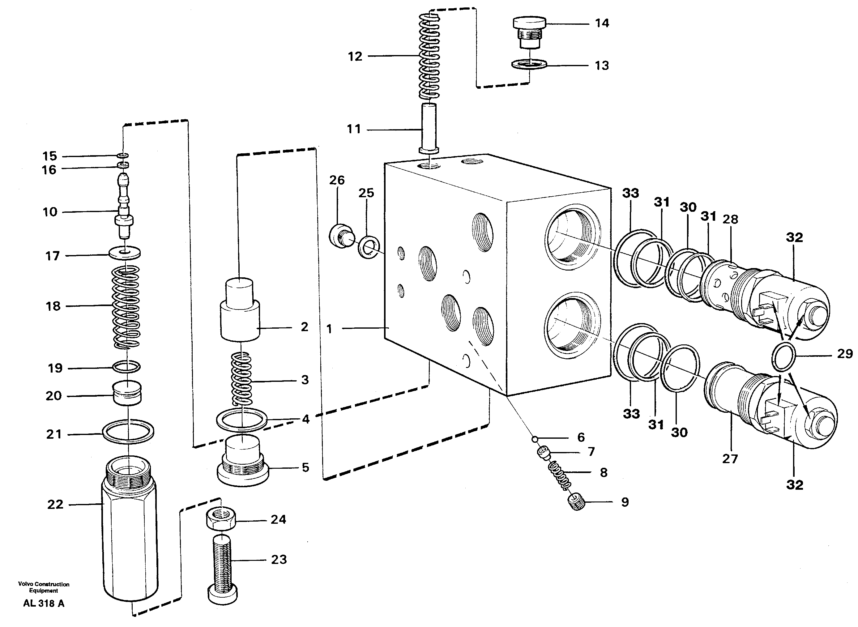 Схема запчастей Volvo L70B - 13643 Valve, circuit body and return valve L70B/L70C VOLVO BM VOLVO BM L70B/L70C SER NO - 13115