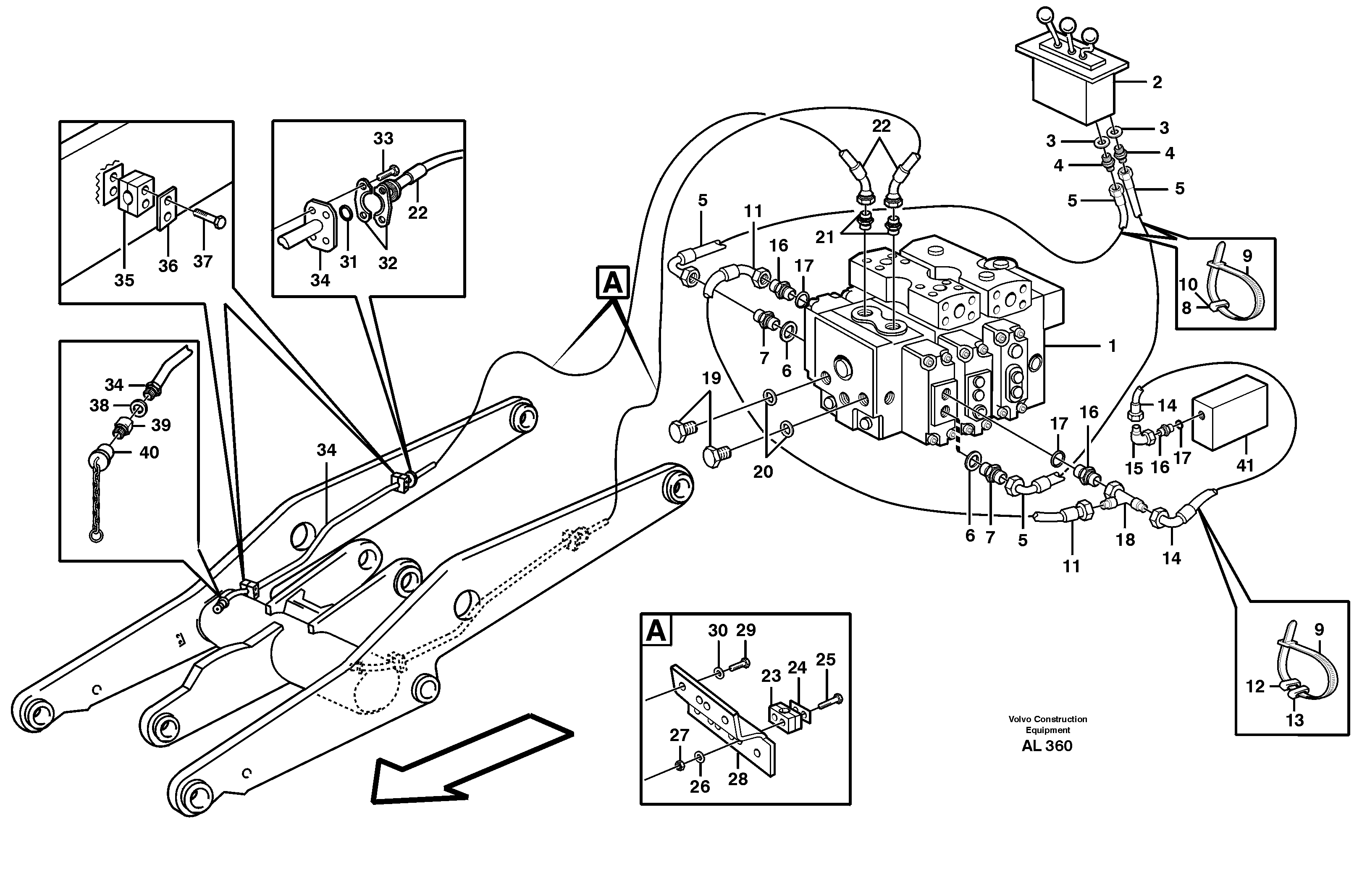 Схема запчастей Volvo L70B - 23888 Hydraulic system, 3rd function L70B/L70C VOLVO BM VOLVO BM L70B/L70C SER NO - 13115