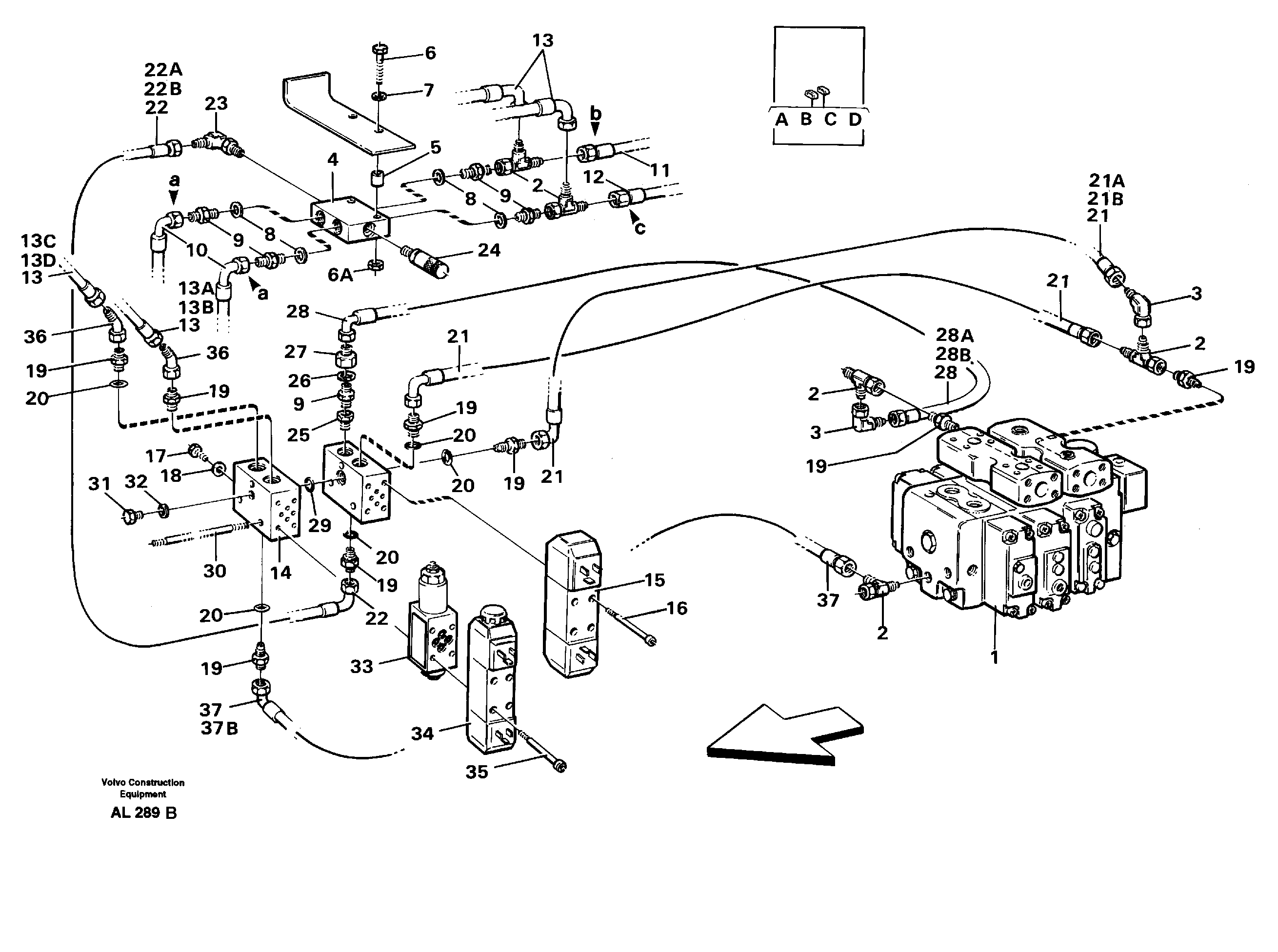 Схема запчастей Volvo L70B - 63354 Hydraulic system, 4:rd function L70B/L70C VOLVO BM VOLVO BM L70B/L70C SER NO - 13115