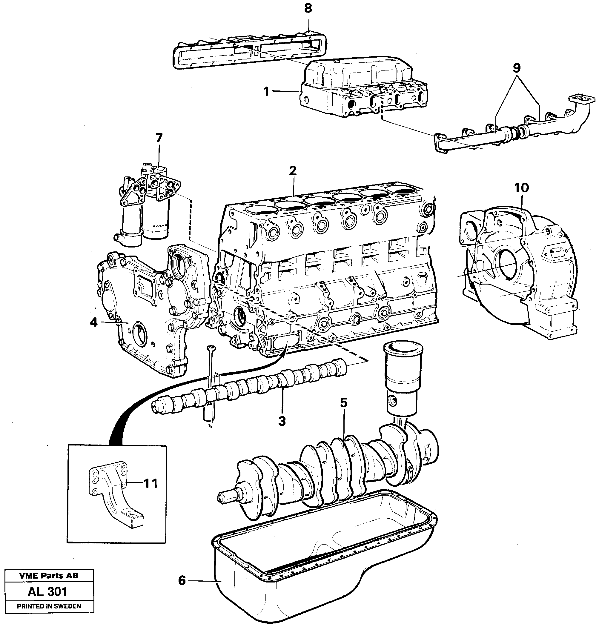 Схема запчастей Volvo L70B - 3683 Engine, assembly L70B/L70C VOLVO BM VOLVO BM L70B/L70C SER NO - 13115