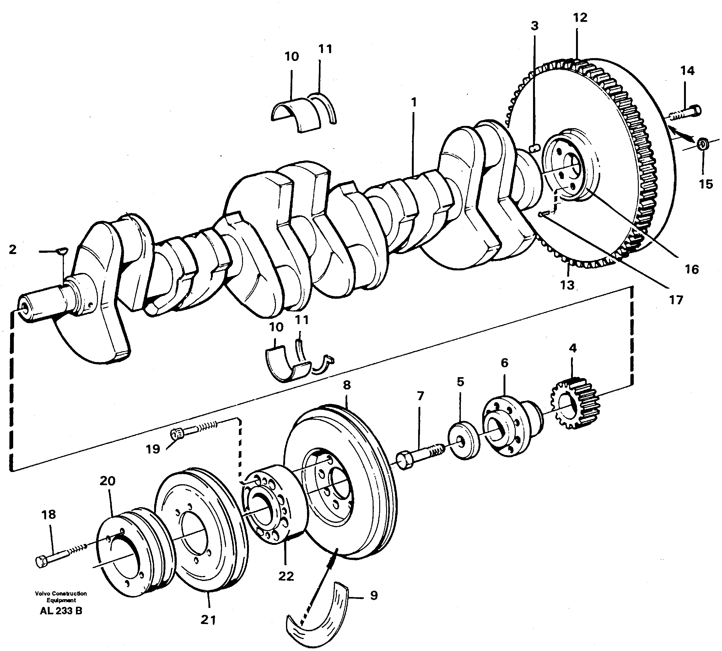 Схема запчастей Volvo L70B - 33014 Crankshaft and related parts L70B/L70C VOLVO BM VOLVO BM L70B/L70C SER NO - 13115