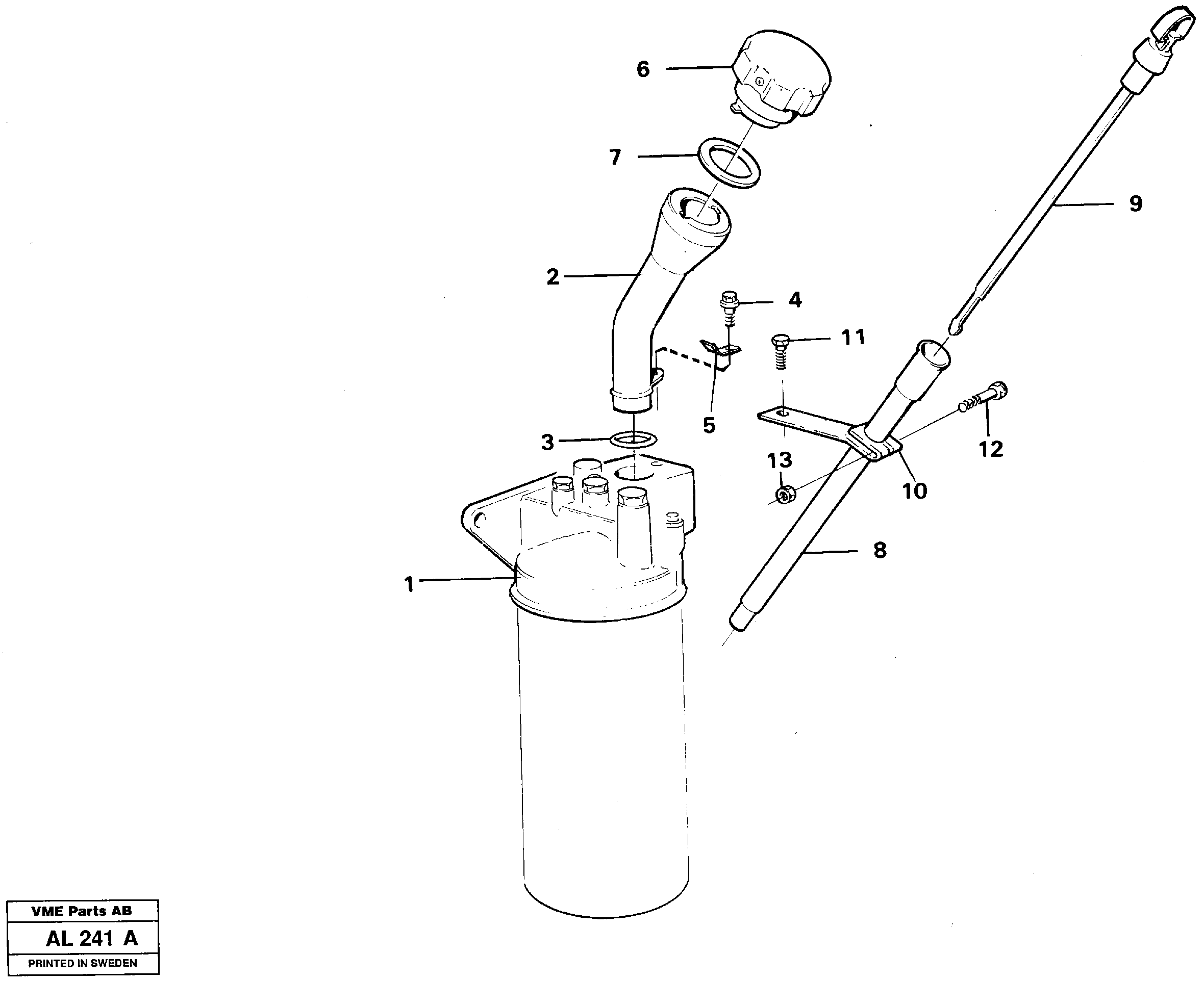 Схема запчастей Volvo L70B - 14091 Oil filler and dipstick L70B/L70C VOLVO BM VOLVO BM L70B/L70C SER NO - 13115