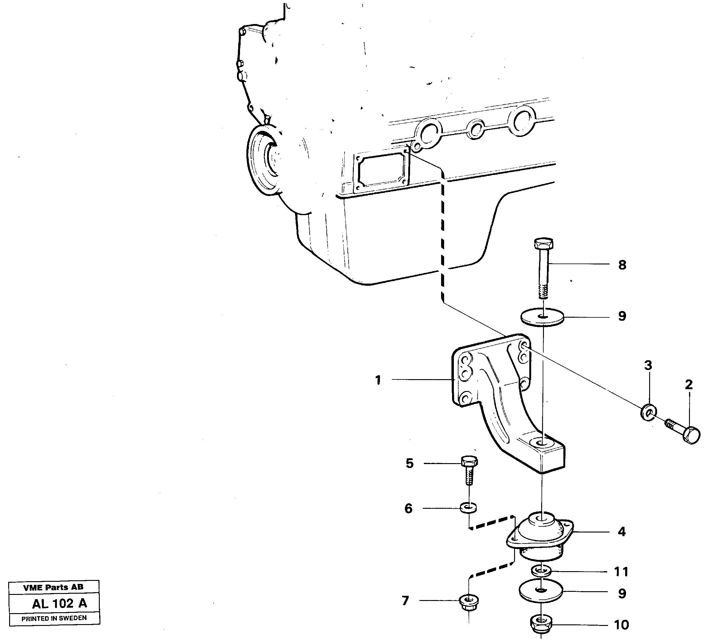 Схема запчастей Volvo L70B - 39026 Установка двигателя L70B/L70C VOLVO BM VOLVO BM L70B/L70C SER NO - 13115