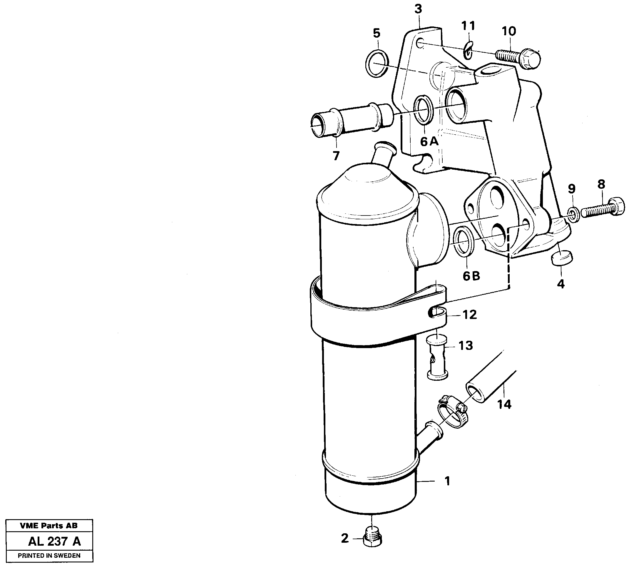 Схема запчастей Volvo L70B - 12311 Масляный радиатор L70B/L70C VOLVO BM VOLVO BM L70B/L70C SER NO - 13115