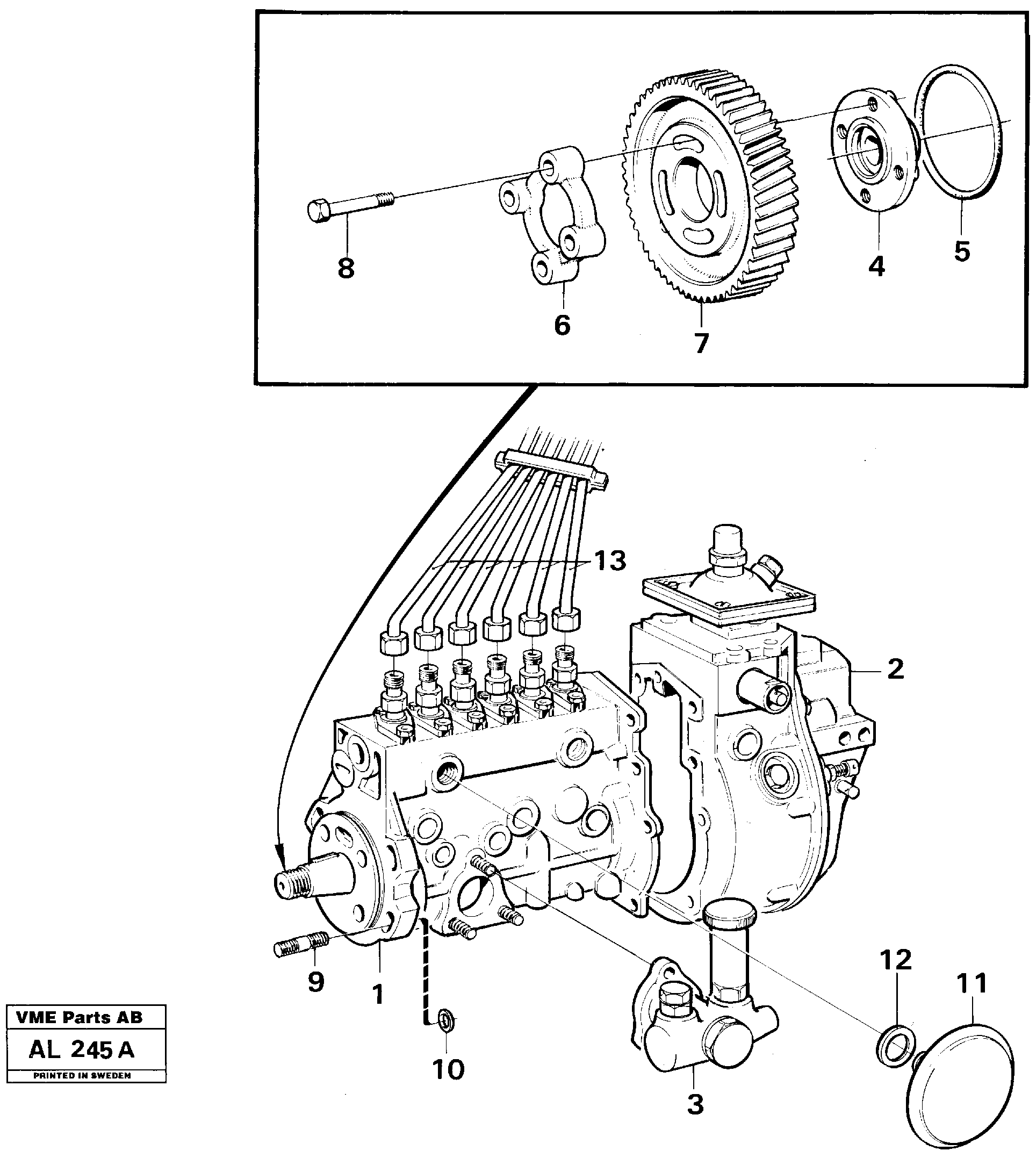 Схема запчастей Volvo L70B - 12317 Fuel injection pump with fitting parts L70B/L70C VOLVO BM VOLVO BM L70B/L70C SER NO - 13115