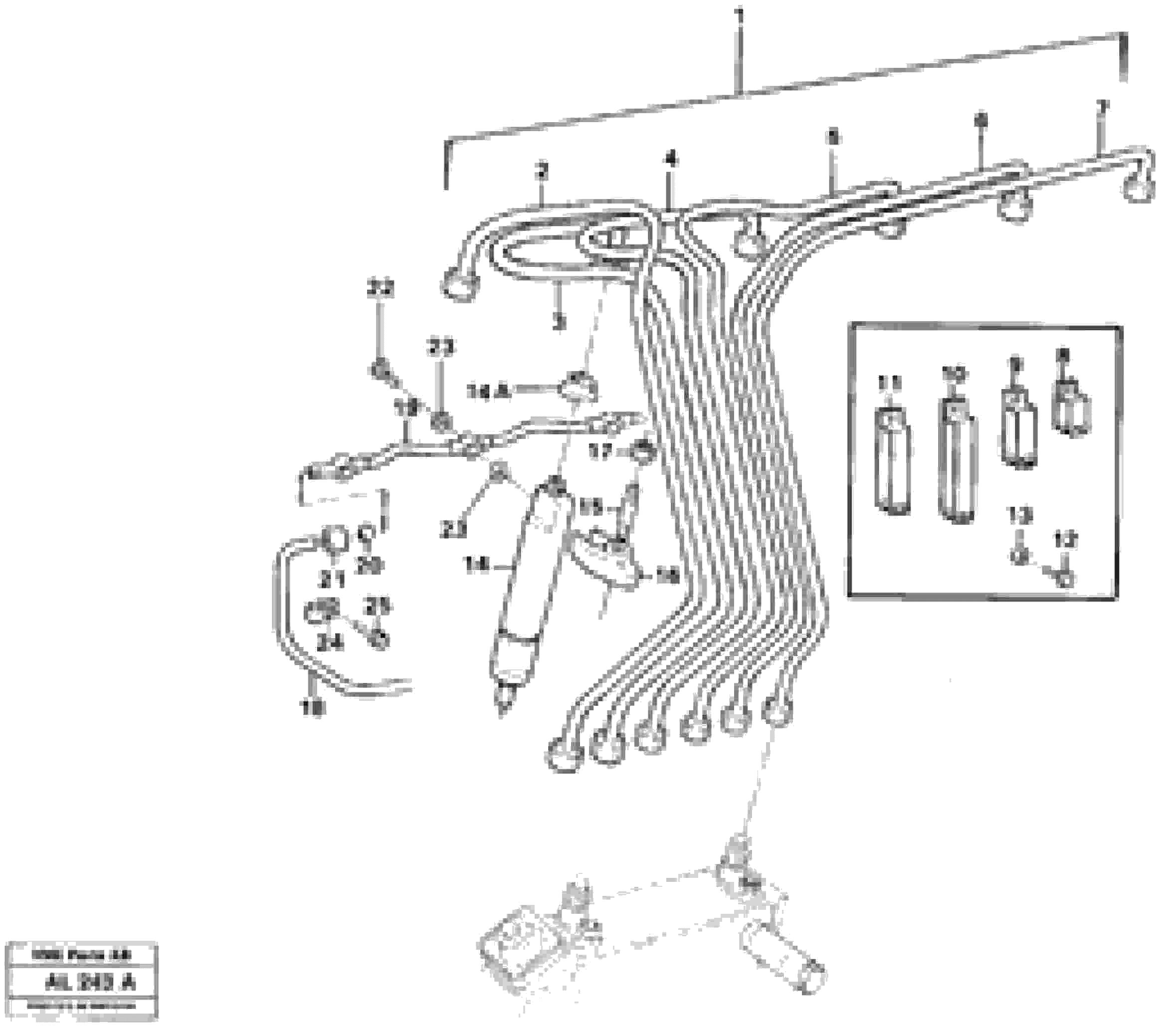 Схема запчастей Volvo L70B - 100489 Fuel lines, injectors L70B/L70C VOLVO BM VOLVO BM L70B/L70C SER NO - 13115