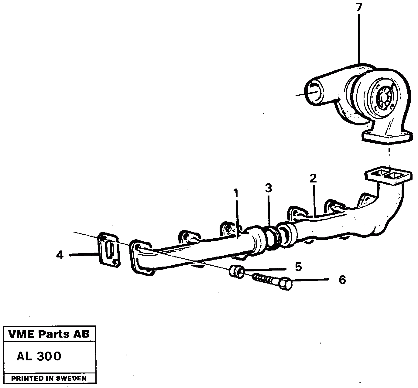 Схема запчастей Volvo L70B - 14722 Exhaust manifold and installation components L70B/L70C VOLVO BM VOLVO BM L70B/L70C SER NO - 13115