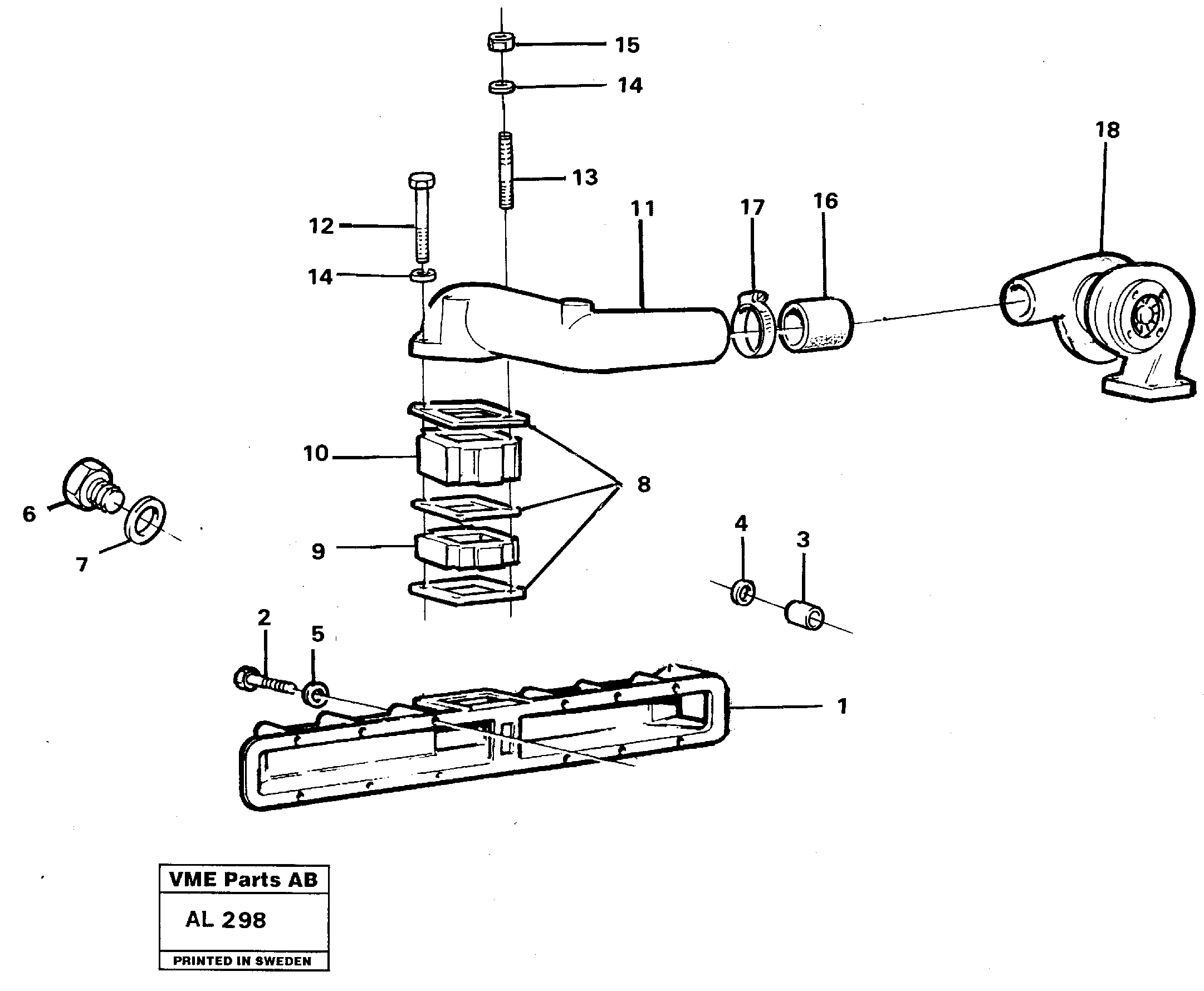 Схема запчастей Volvo L70B - 71699 Induction manifold with fitting parts L70B/L70C VOLVO BM VOLVO BM L70B/L70C SER NO - 13115