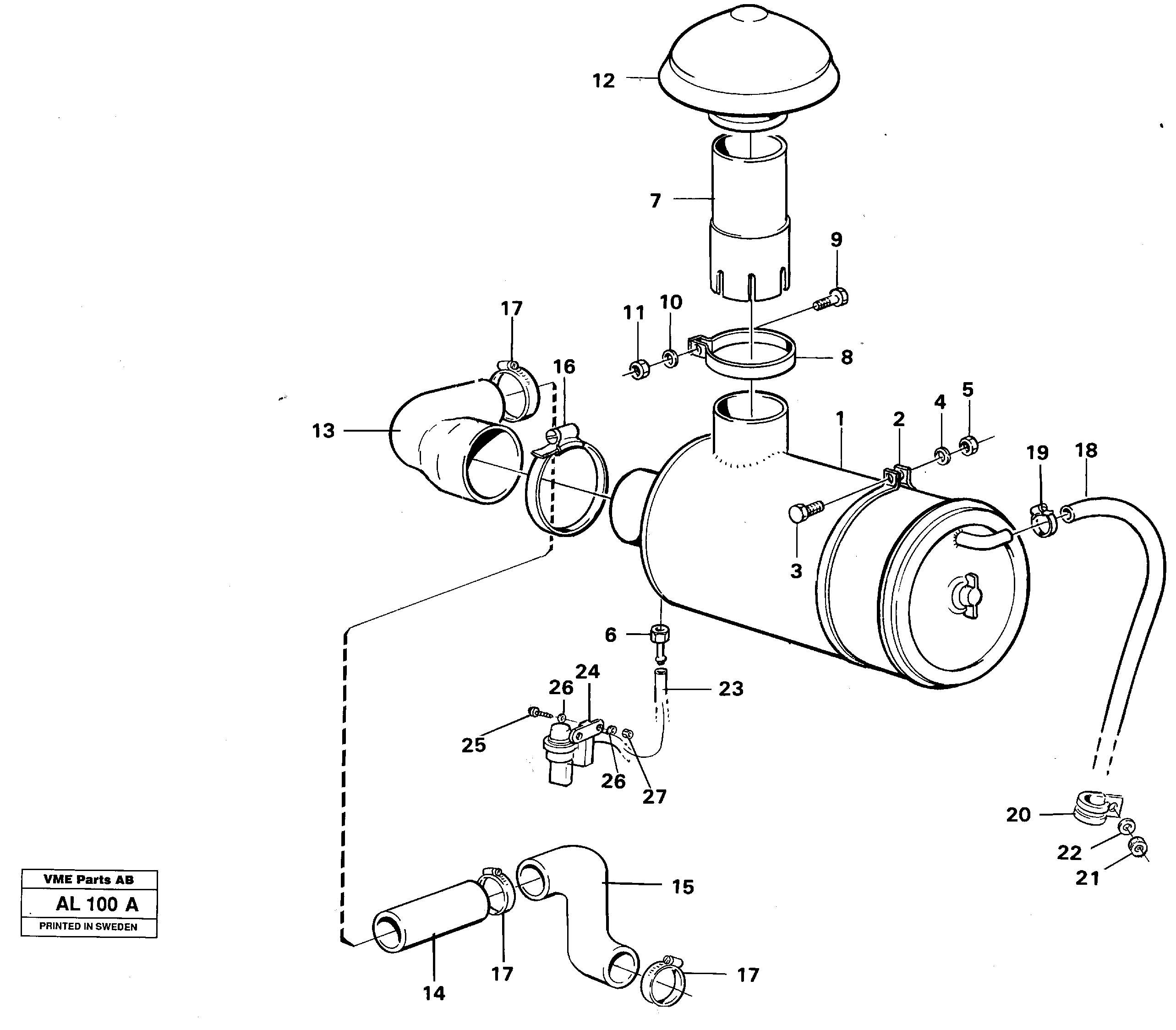 Схема запчастей Volvo L70B - 69816 Система впуска L70B/L70C VOLVO BM VOLVO BM L70B/L70C SER NO - 13115