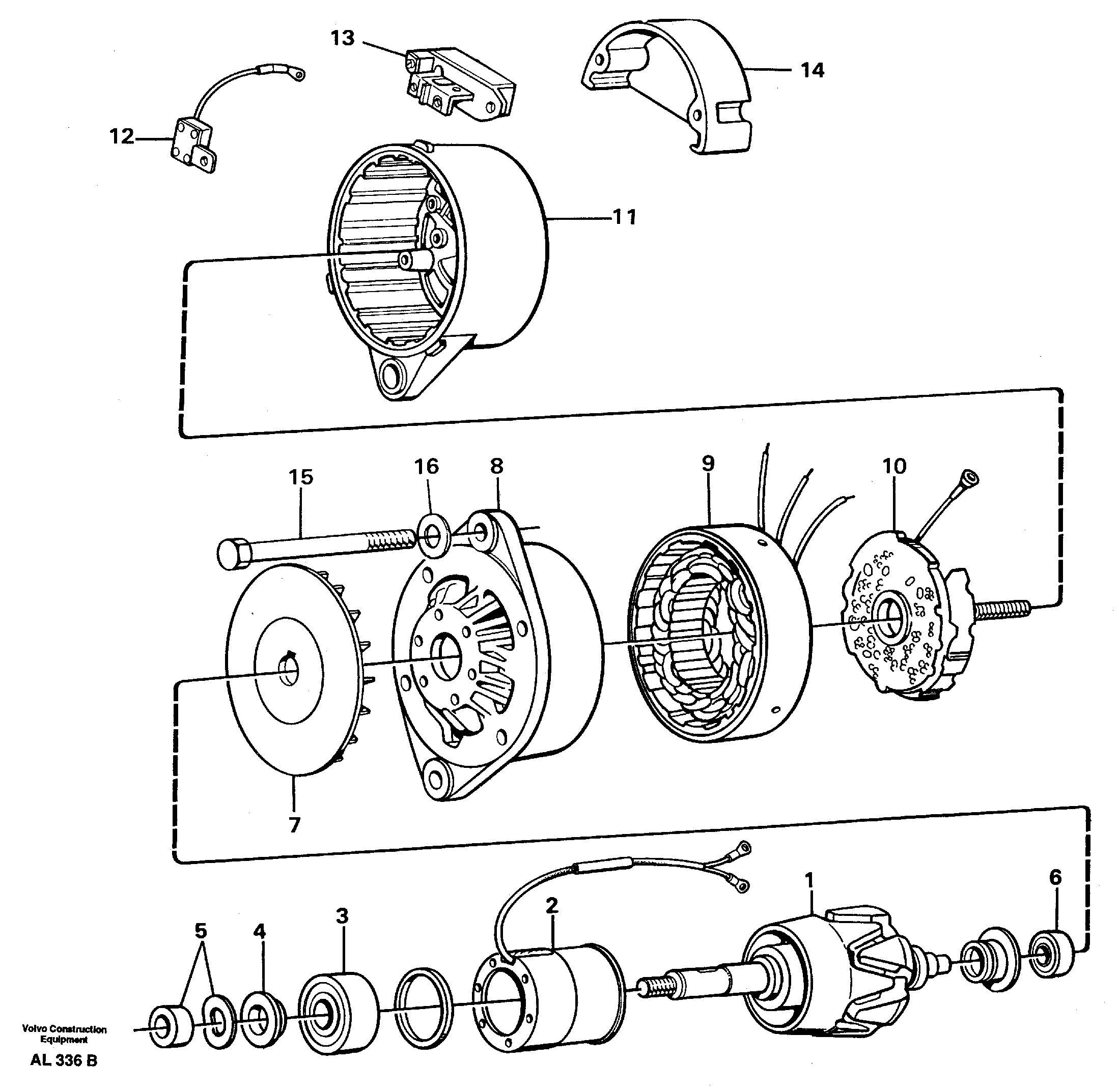 Схема запчастей Volvo L70B - 14108 Alternator L70B/L70C VOLVO BM VOLVO BM L70B/L70C SER NO - 13115