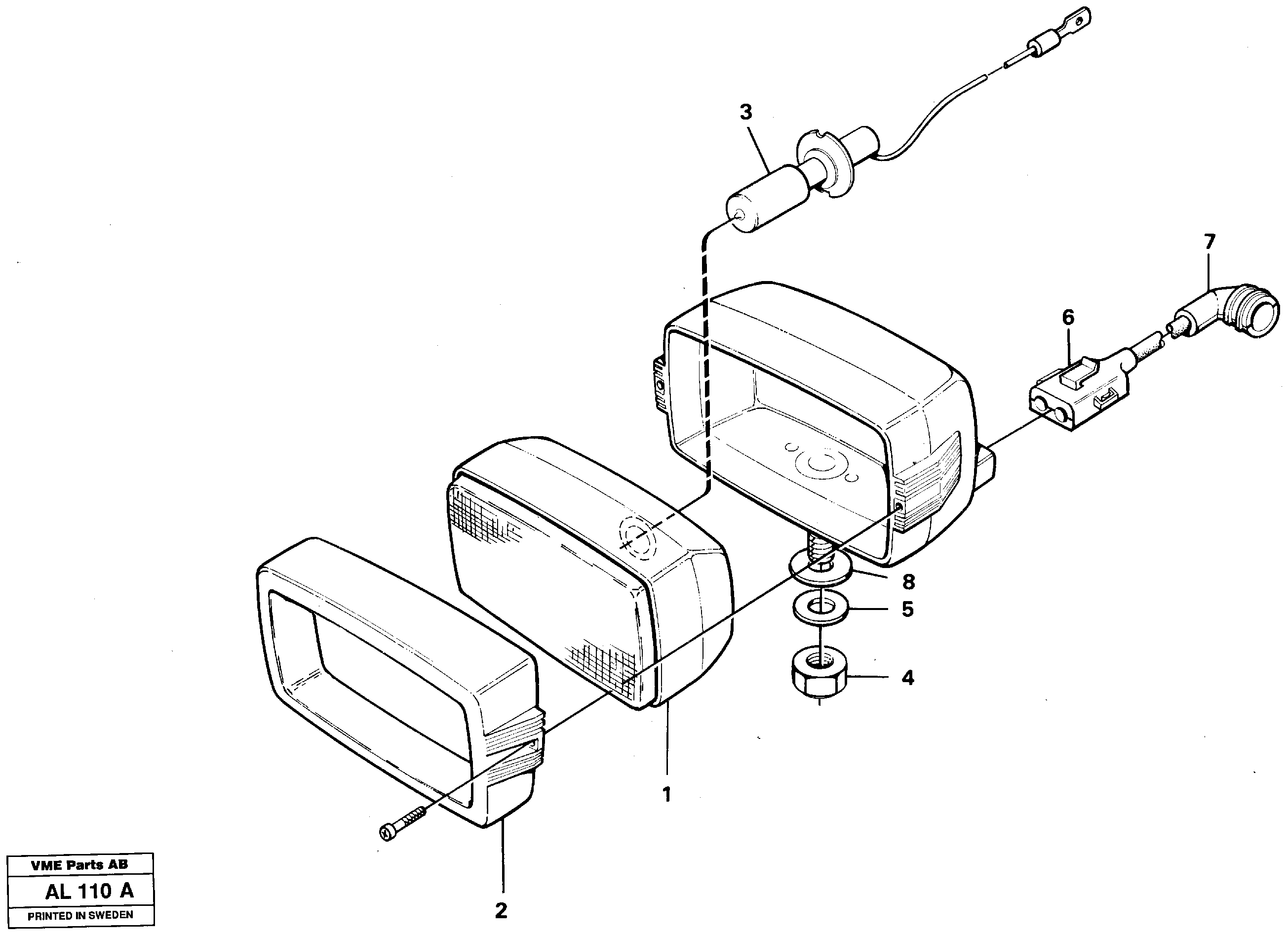 Схема запчастей Volvo L70B - 15001 Work lights Front L70B/L70C VOLVO BM VOLVO BM L70B/L70C SER NO - 13115