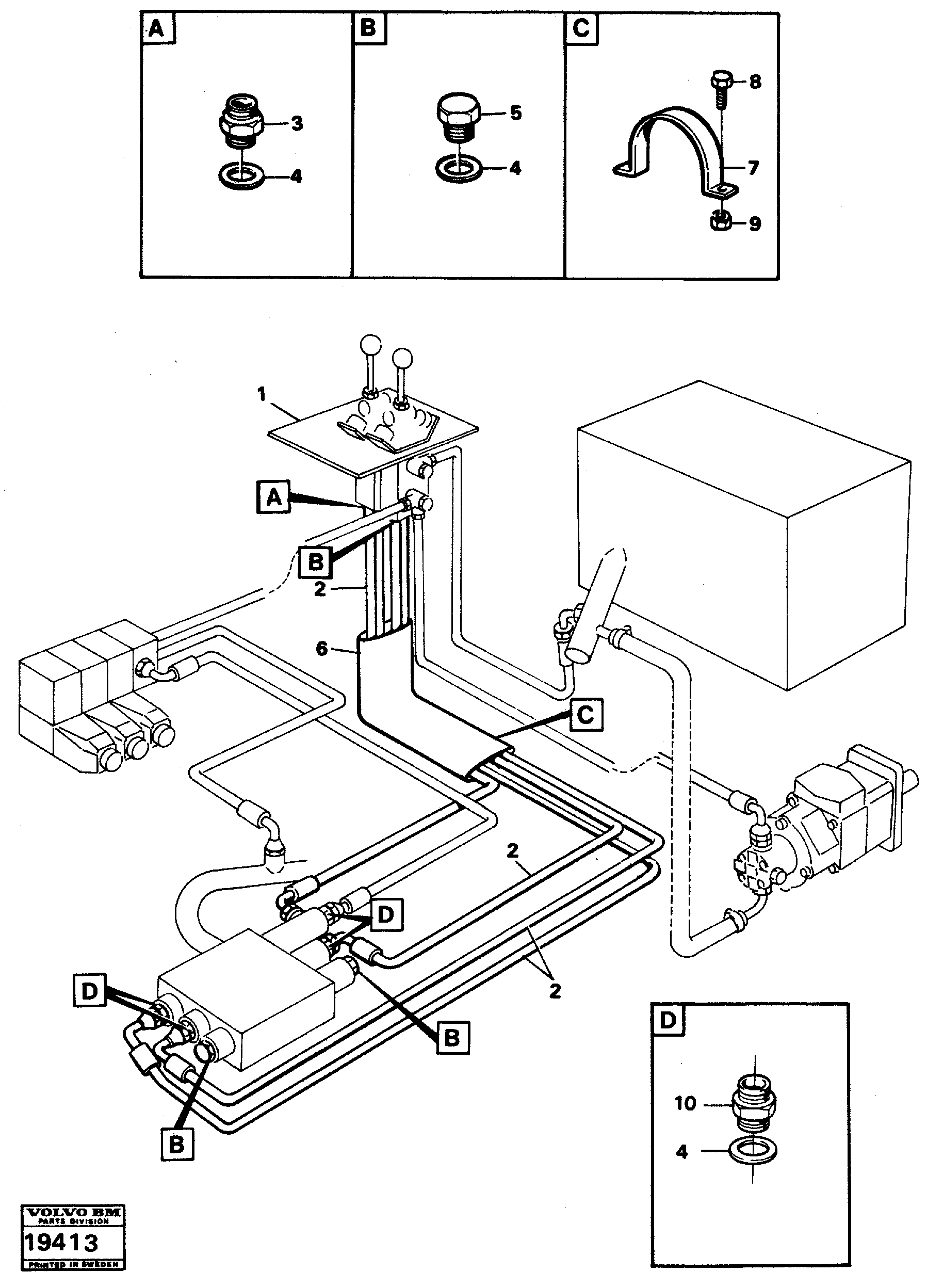 Схема запчастей Volvo L90 - 19257 Control lines L90 L90