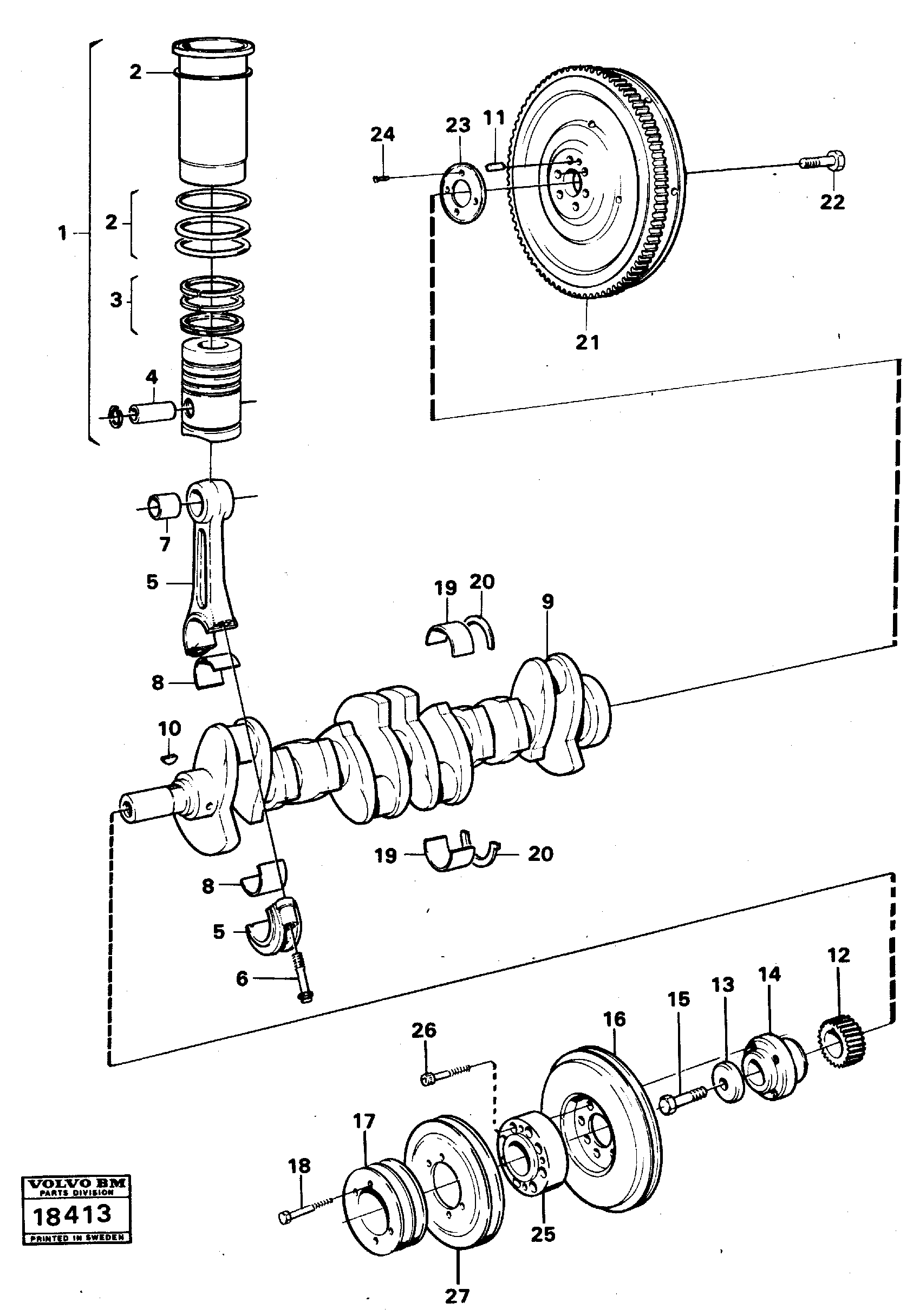 Схема запчастей Volvo L90 - 25712 Crankshaft and related parts L90 L90