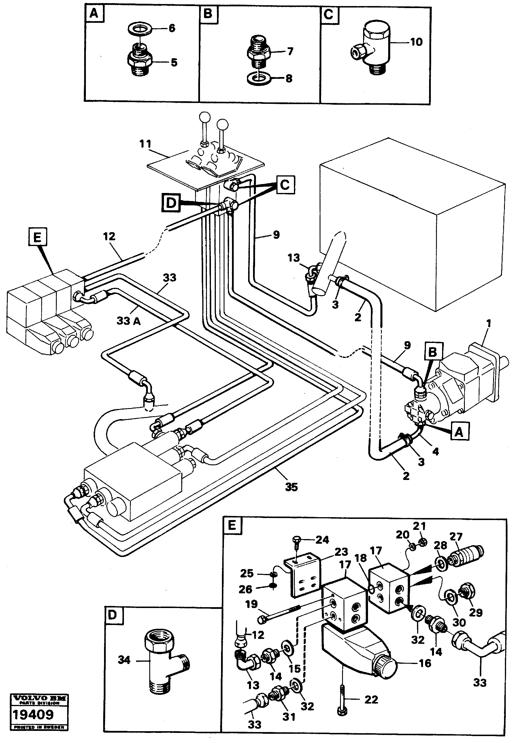 Схема запчастей Volvo L90 - 99606 Servo System: feed lines L90 L90