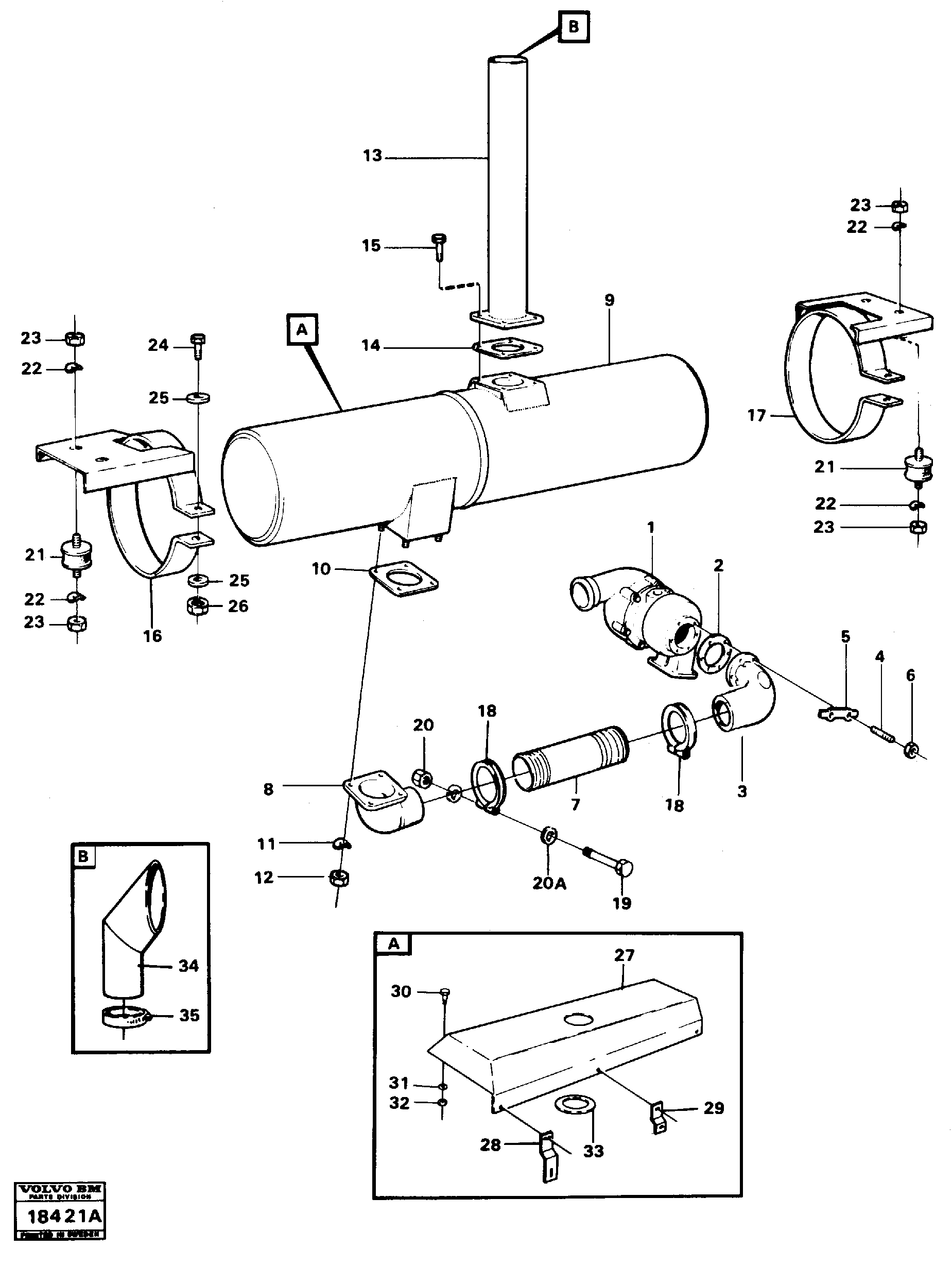 Схема запчастей Volvo L90 - 20609 Silencer with fitting parts L90 L90