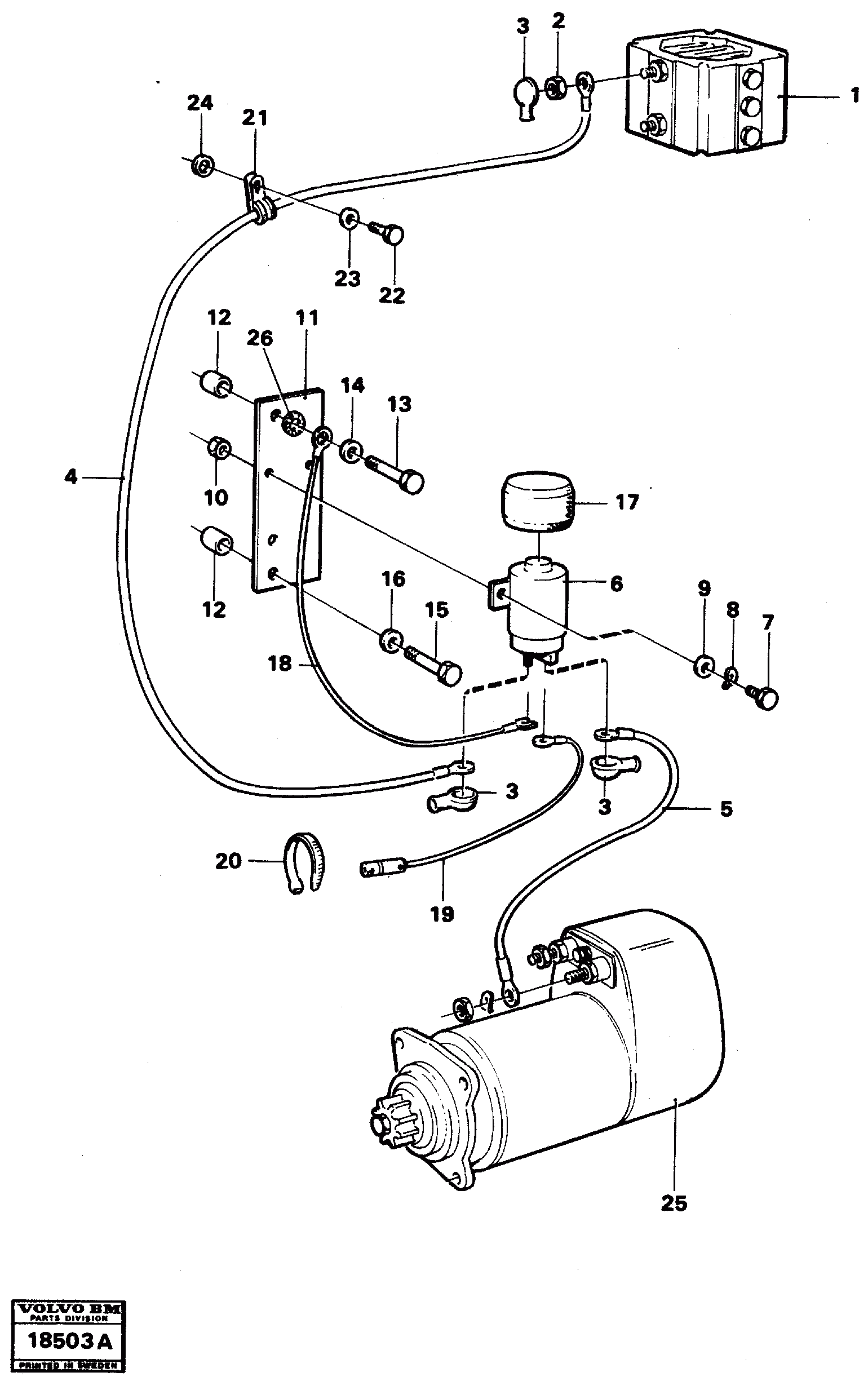 Схема запчастей Volvo L90 - 38137 Starter element with fitting parts L90 L90