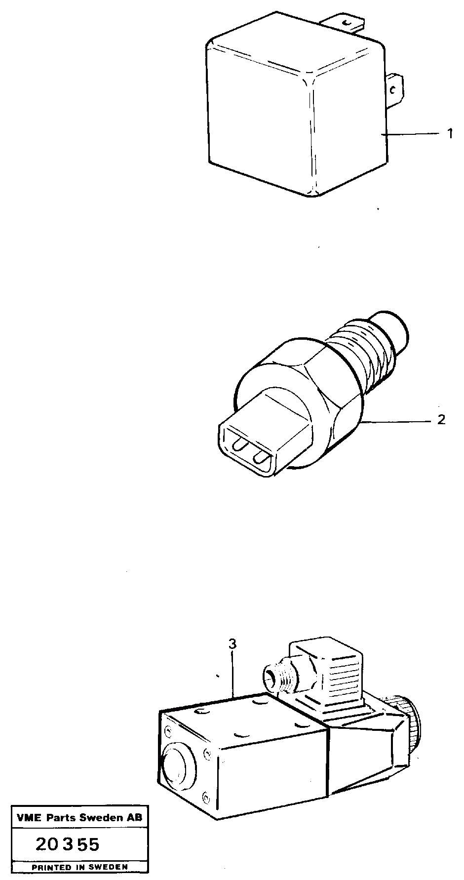 Схема запчастей Volvo L90 - 98292 Relays, sensors and solenoid valves. Referens list L90 L90