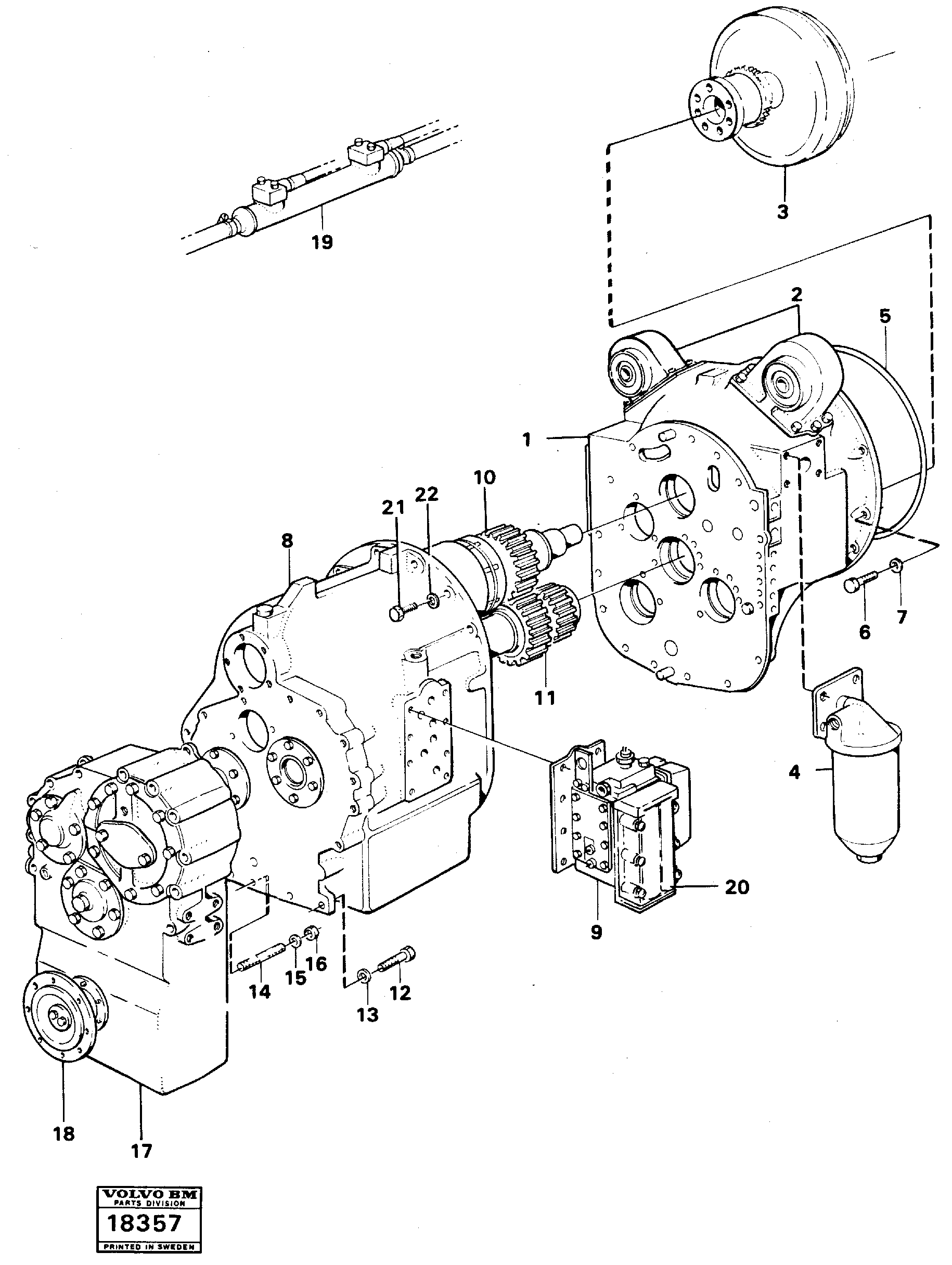 Схема запчастей Volvo L90 - 10357 Hydraulic transmission with fitting parts L90 L90