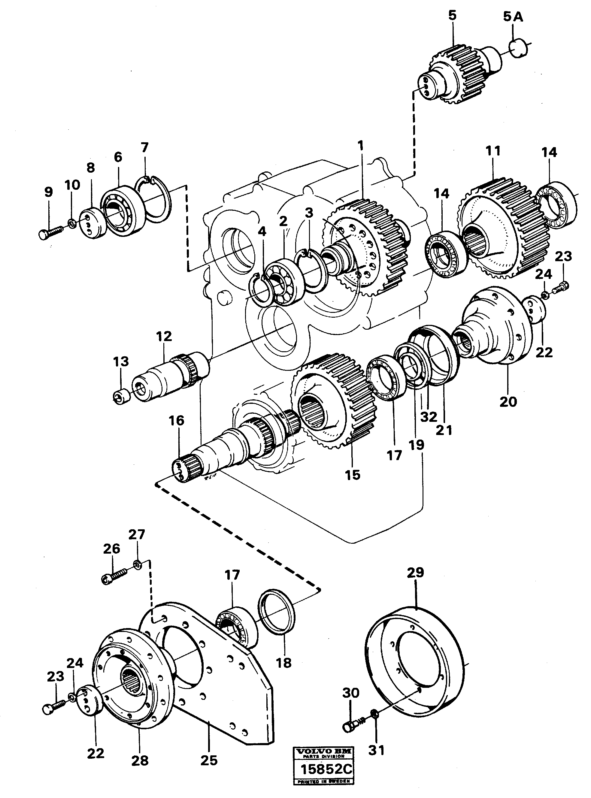 Схема запчастей Volvo L90 - 16859 Transfer gearbox gears and shafts L90 L90