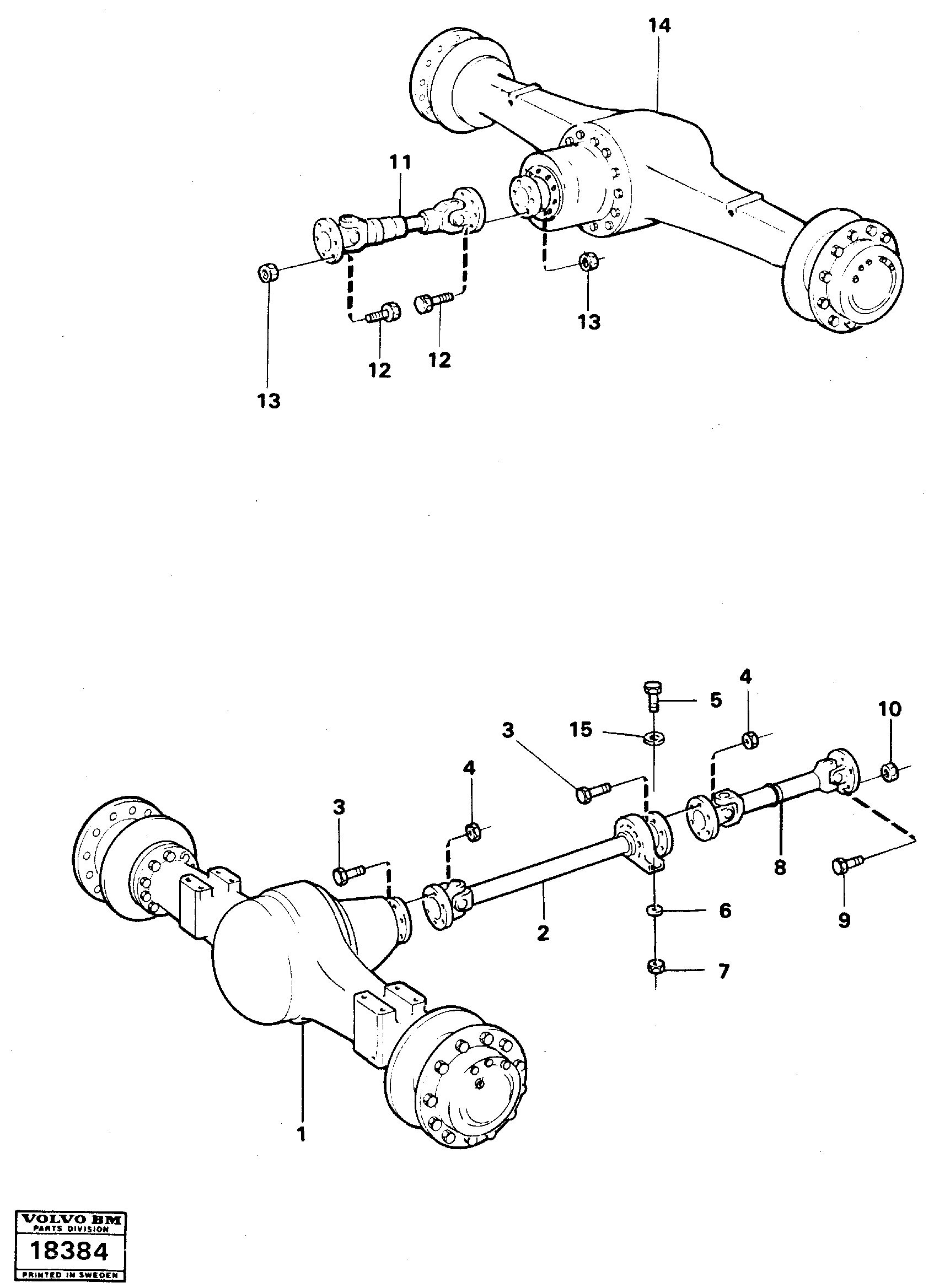 Схема запчастей Volvo L90 - 10367 Propeller shafts with fitting parts L90 L90